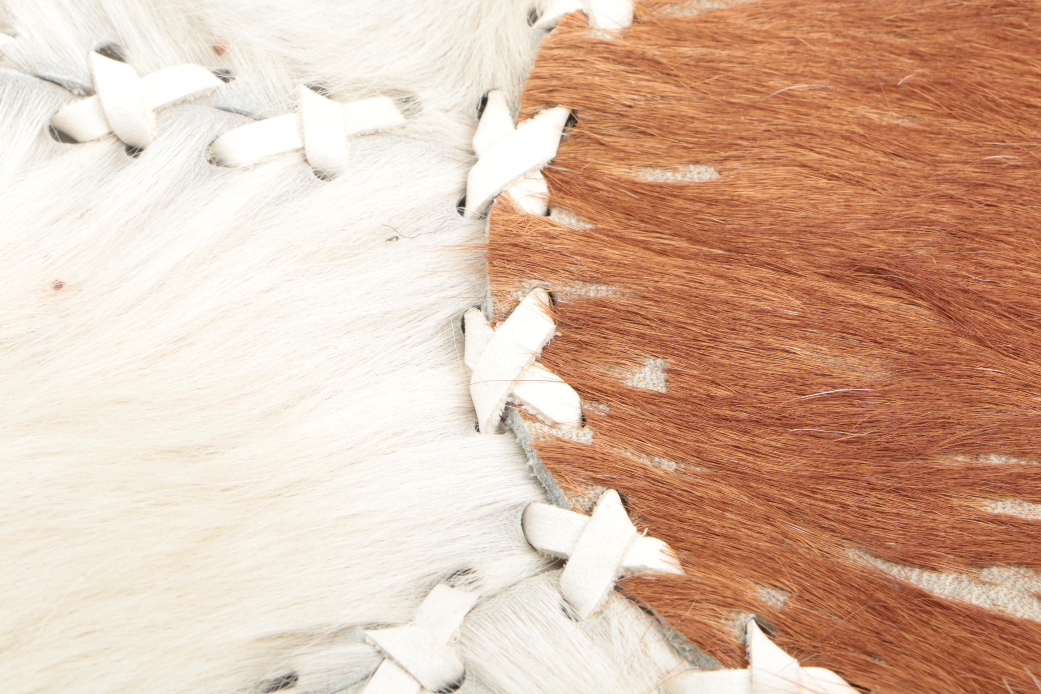 Hand Made Argentinian Calf Hide and Leather Accent Rug