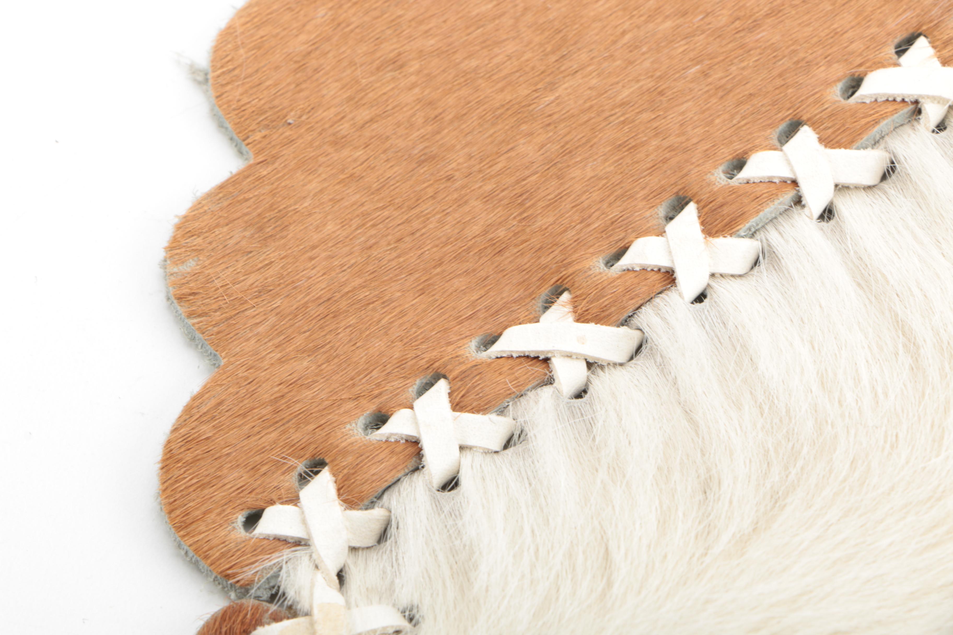 Hand Made Argentinian Calf Hide and Leather Accent Rug