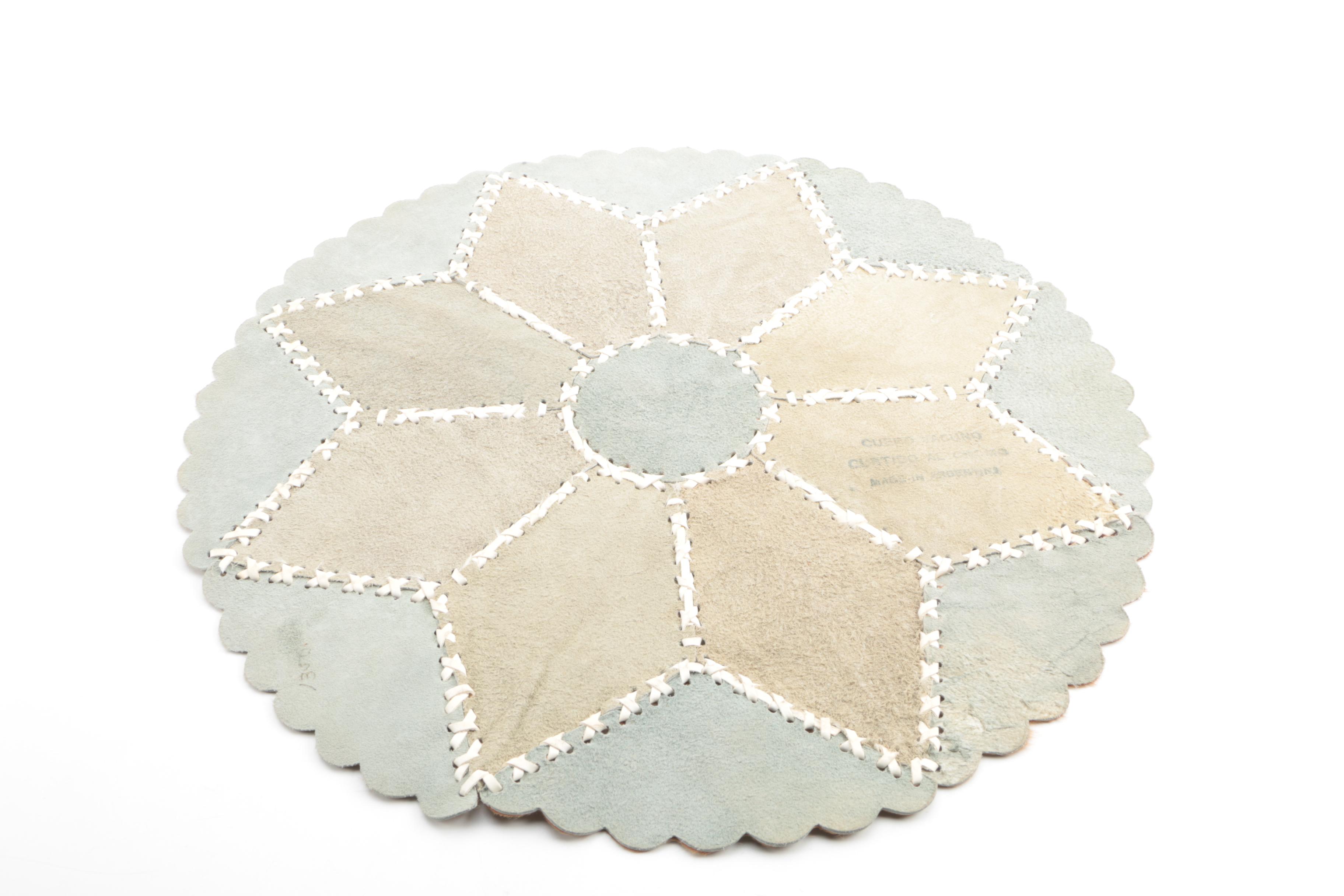 Hand Made Argentinian Calf Hide and Leather Accent Rug