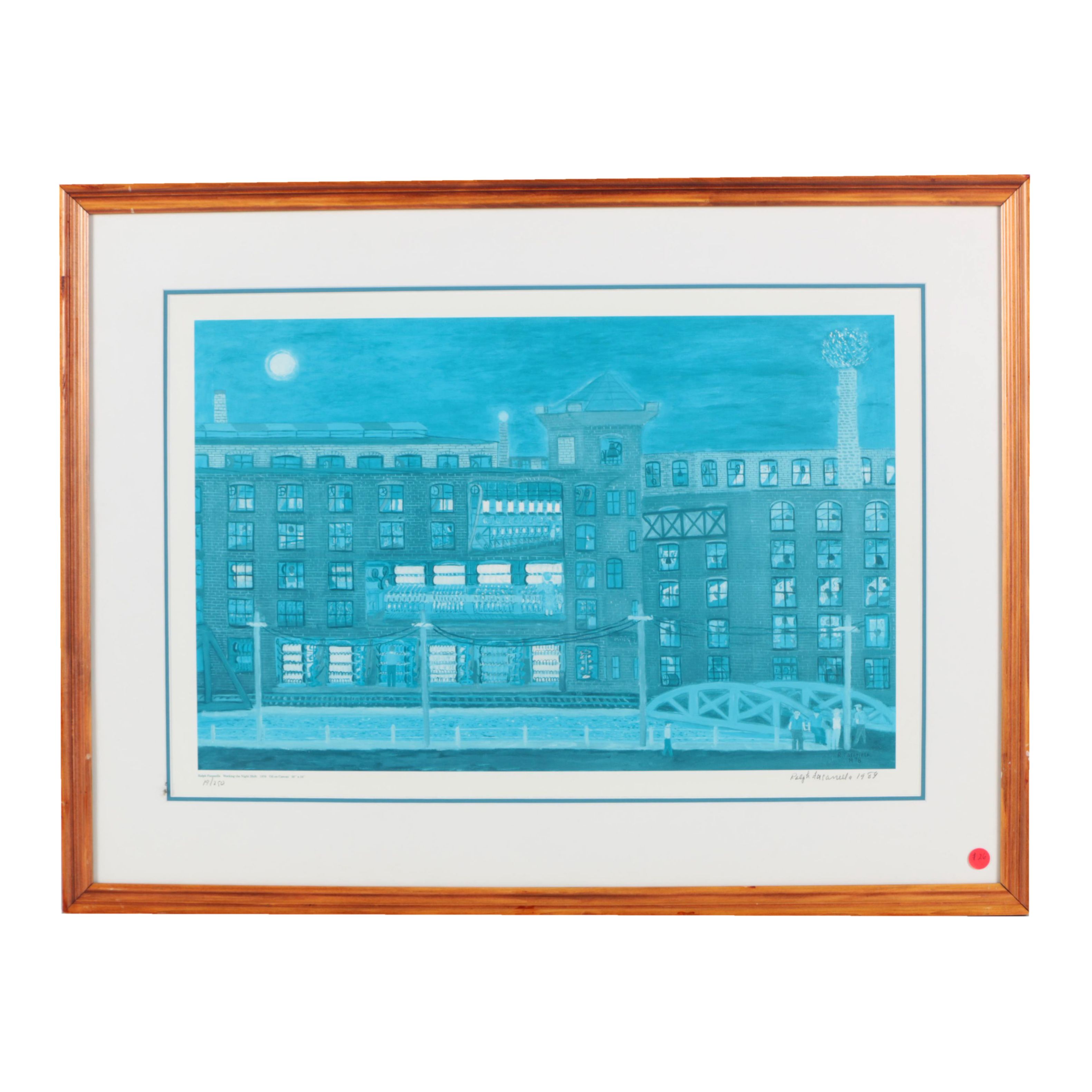 Ralph Fasanella Limited Edition Offset Lithograph "Working the Night Shift"