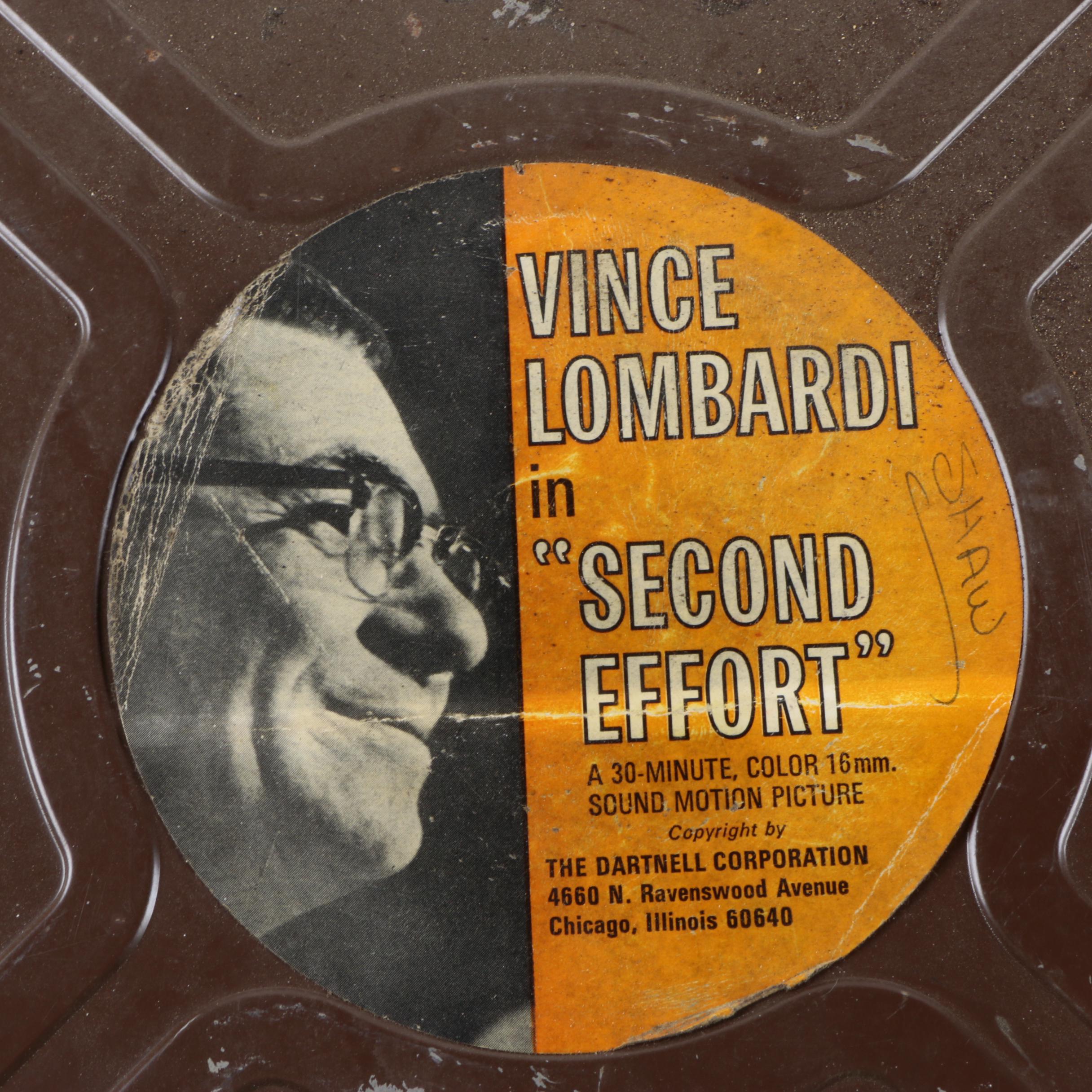 Vintage Vince Lombardi "Second Effort" Sales Training Film In Trade Can