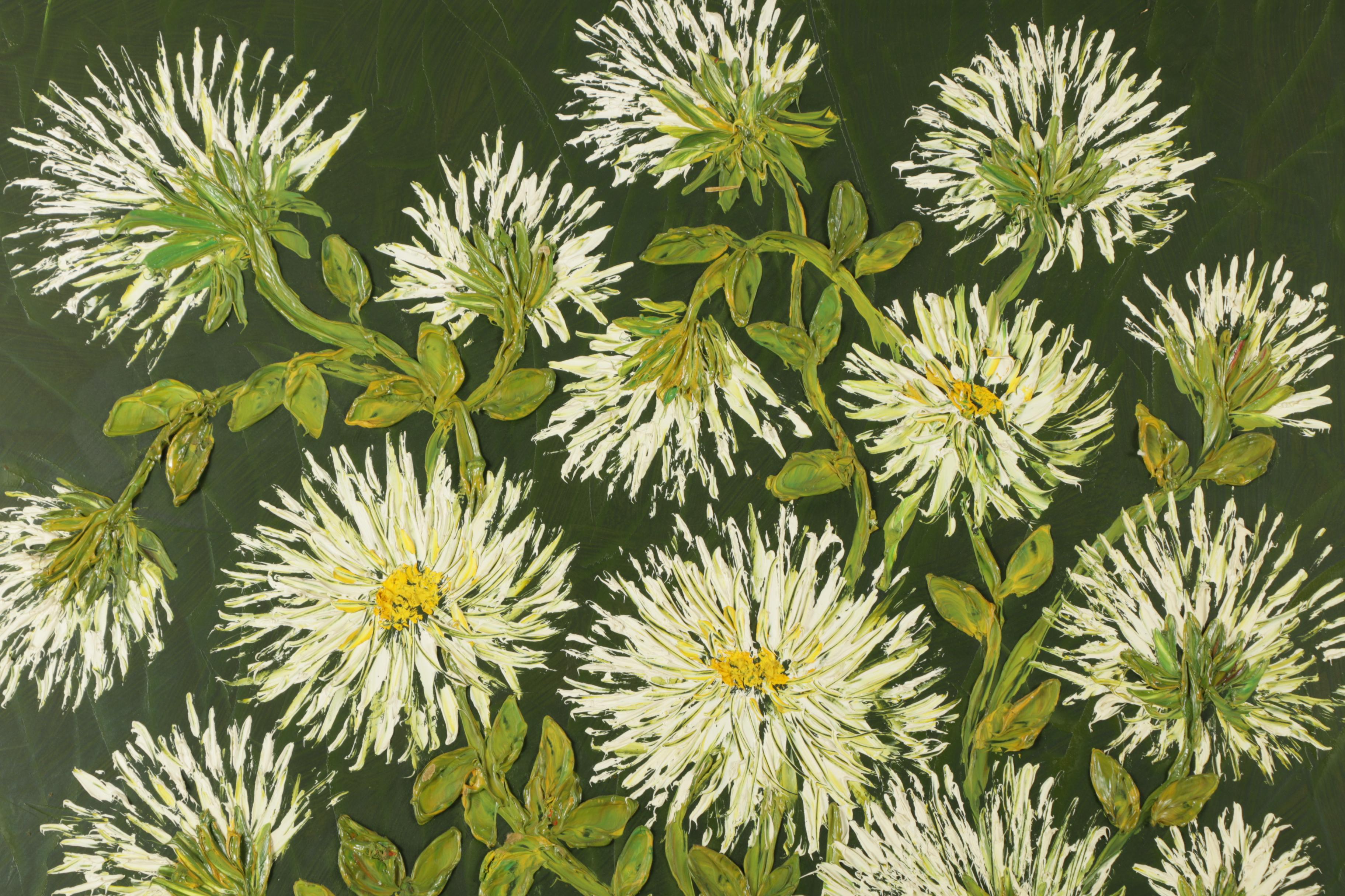 Doris Adams Oil Painting of Daisies on Board