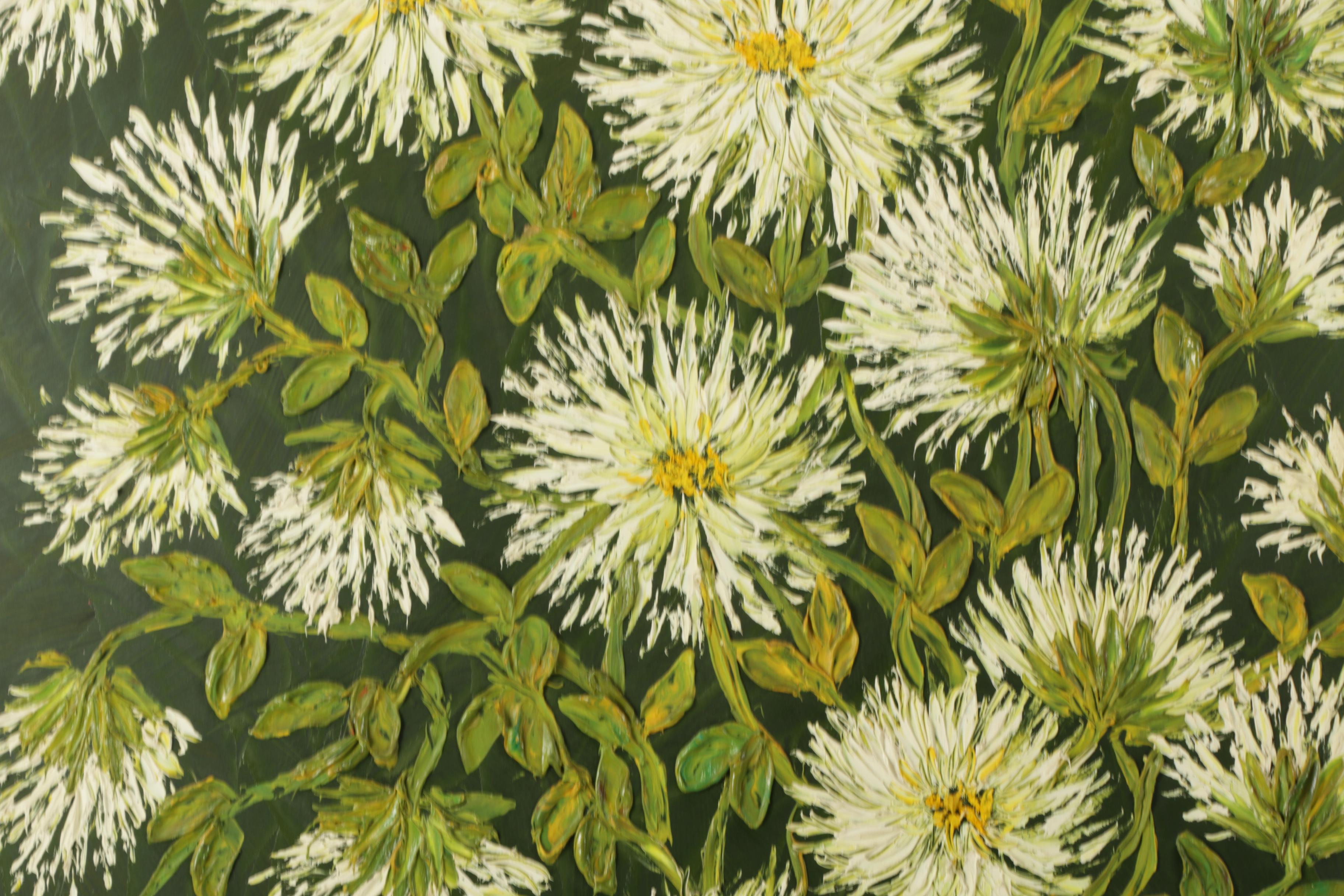 Doris Adams Oil Painting of Daisies on Board