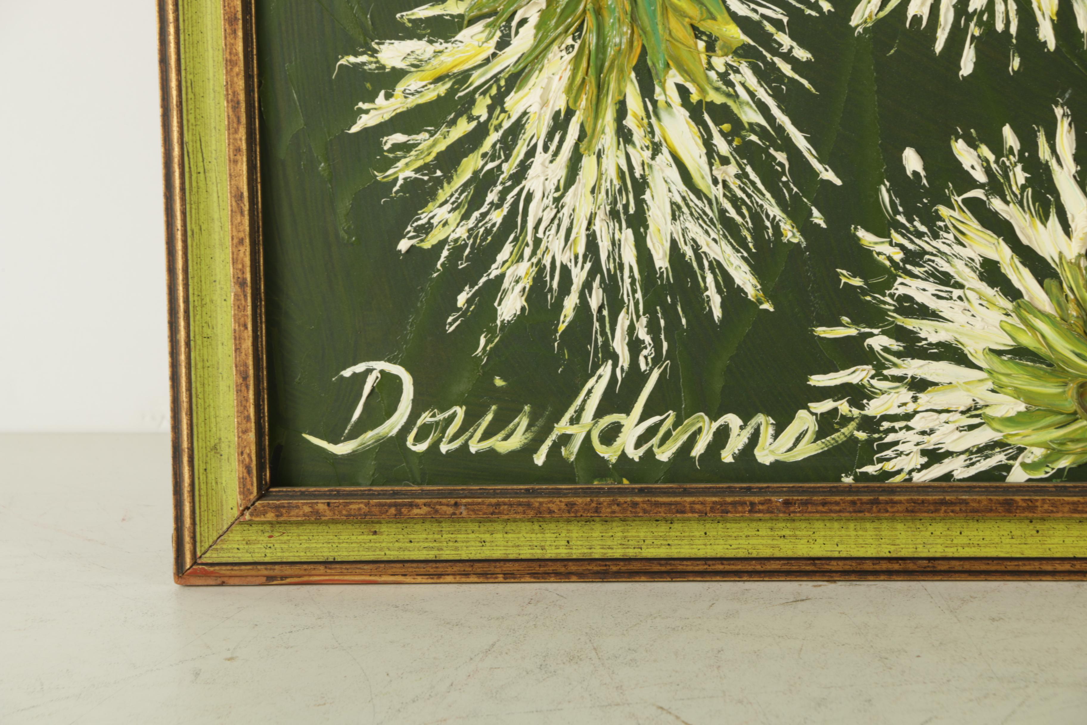 Doris Adams Oil Painting of Daisies on Board