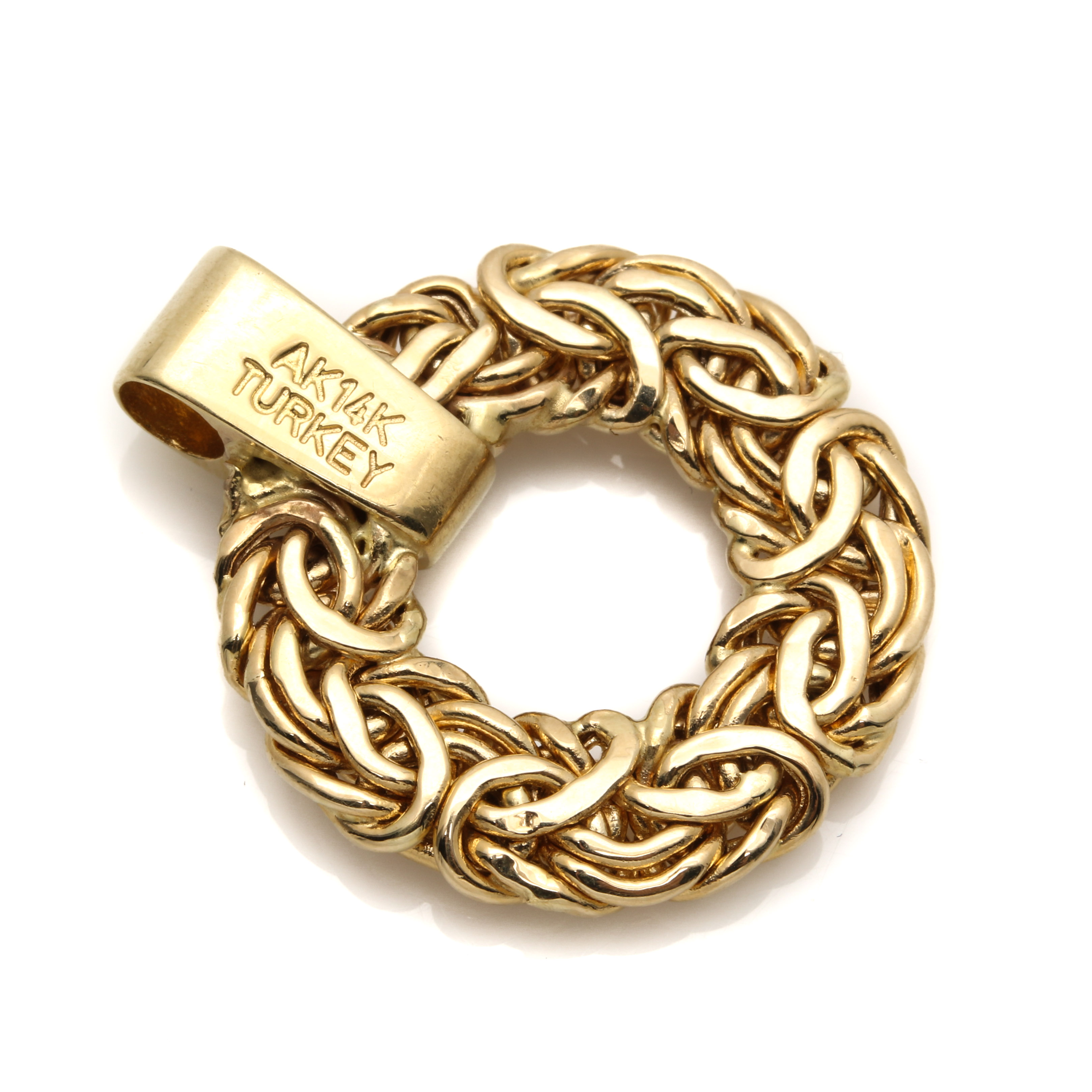 Atasay Kuyumculuk 14K Yellow Gold Byzantine Chain Diamond Pendant