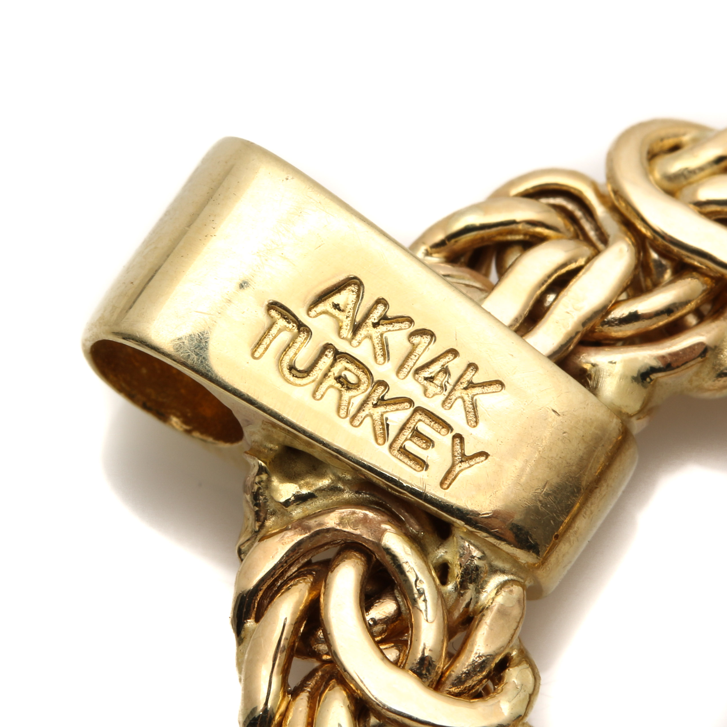 Atasay Kuyumculuk 14K Yellow Gold Byzantine Chain Diamond Pendant