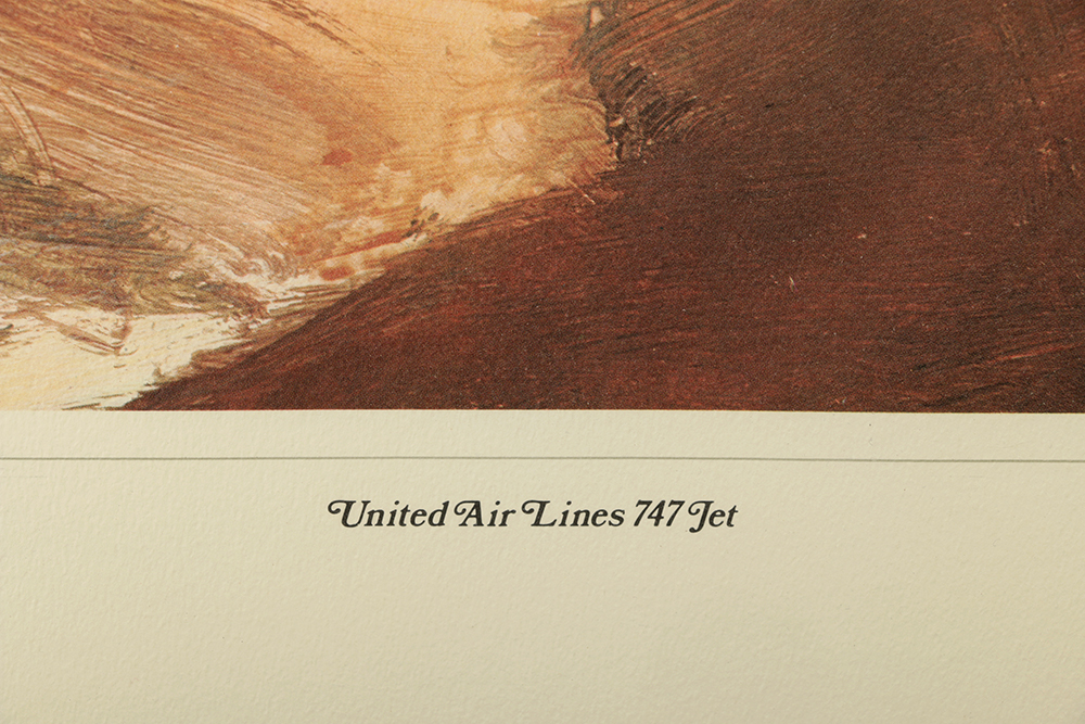 "United Air Lines 747 Jet," and Other Offset Lithographs on Paper of Airplanes