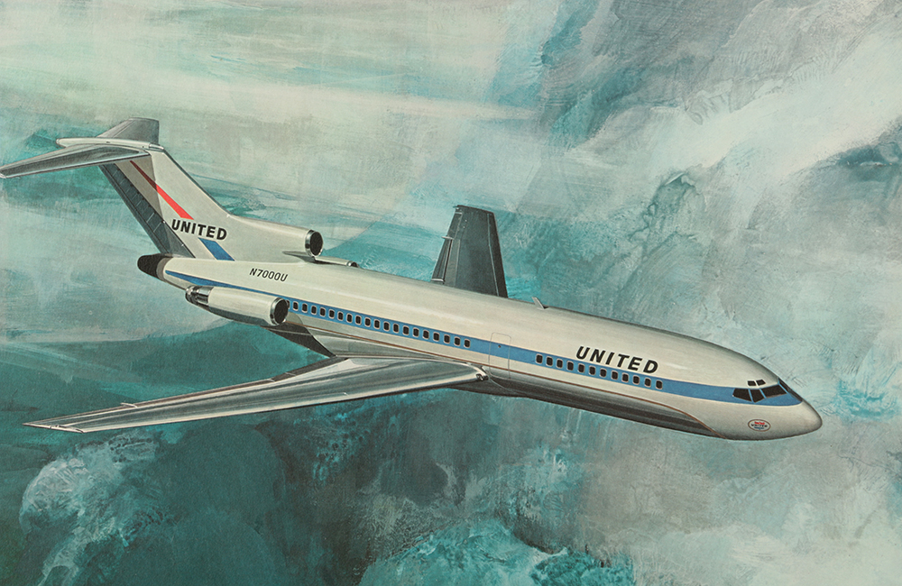 "United Air Lines 747 Jet," and Other Offset Lithographs on Paper of Airplanes
