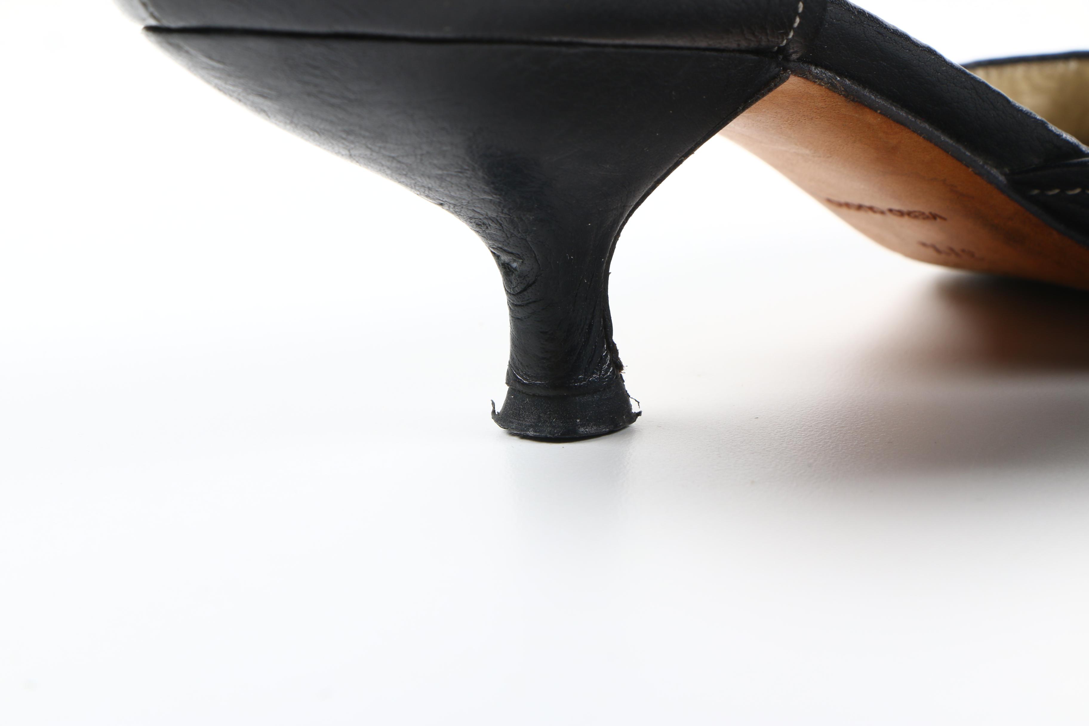 Prada D'Orsay Black Leather Kitten Heels