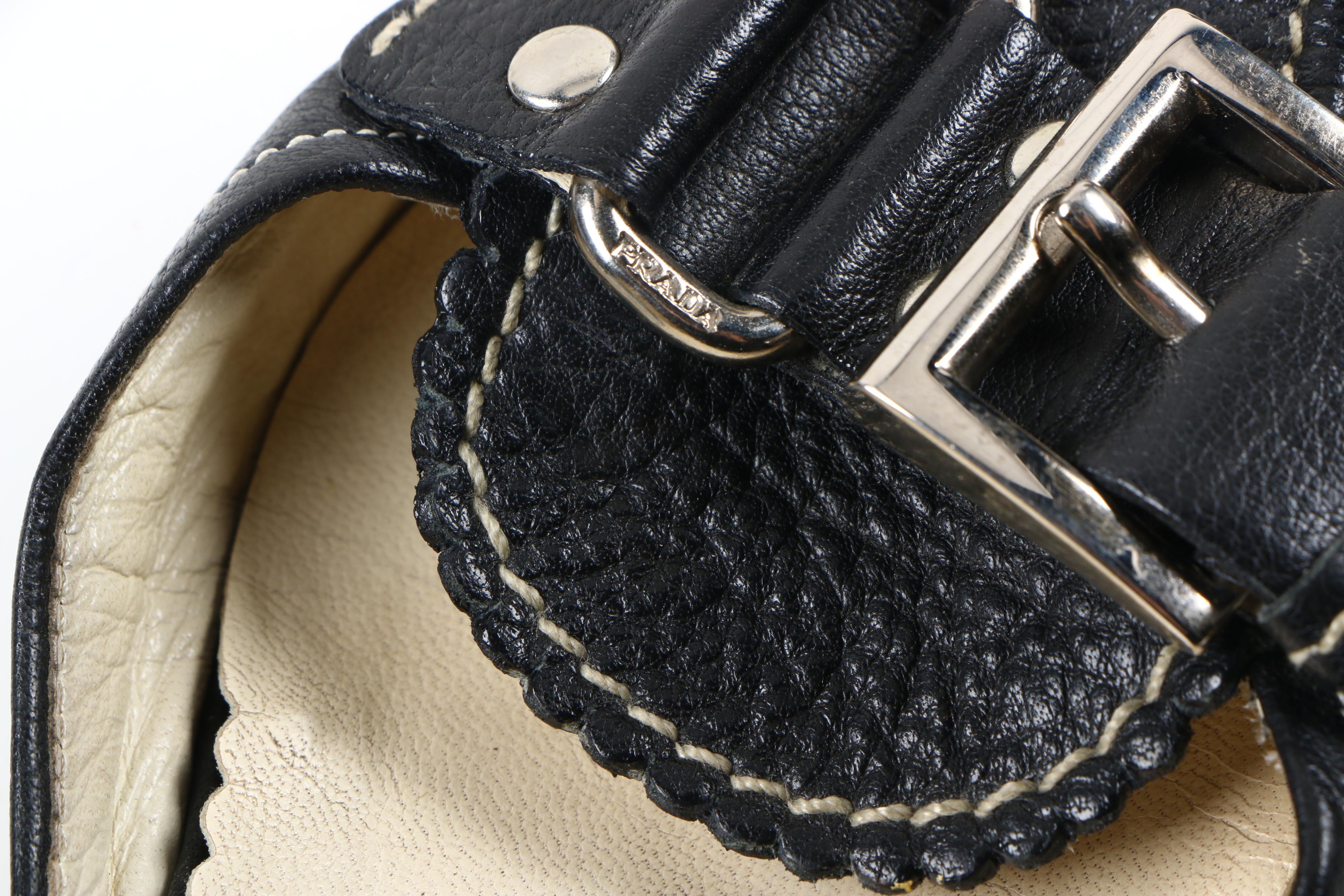 Prada D'Orsay Black Leather Kitten Heels