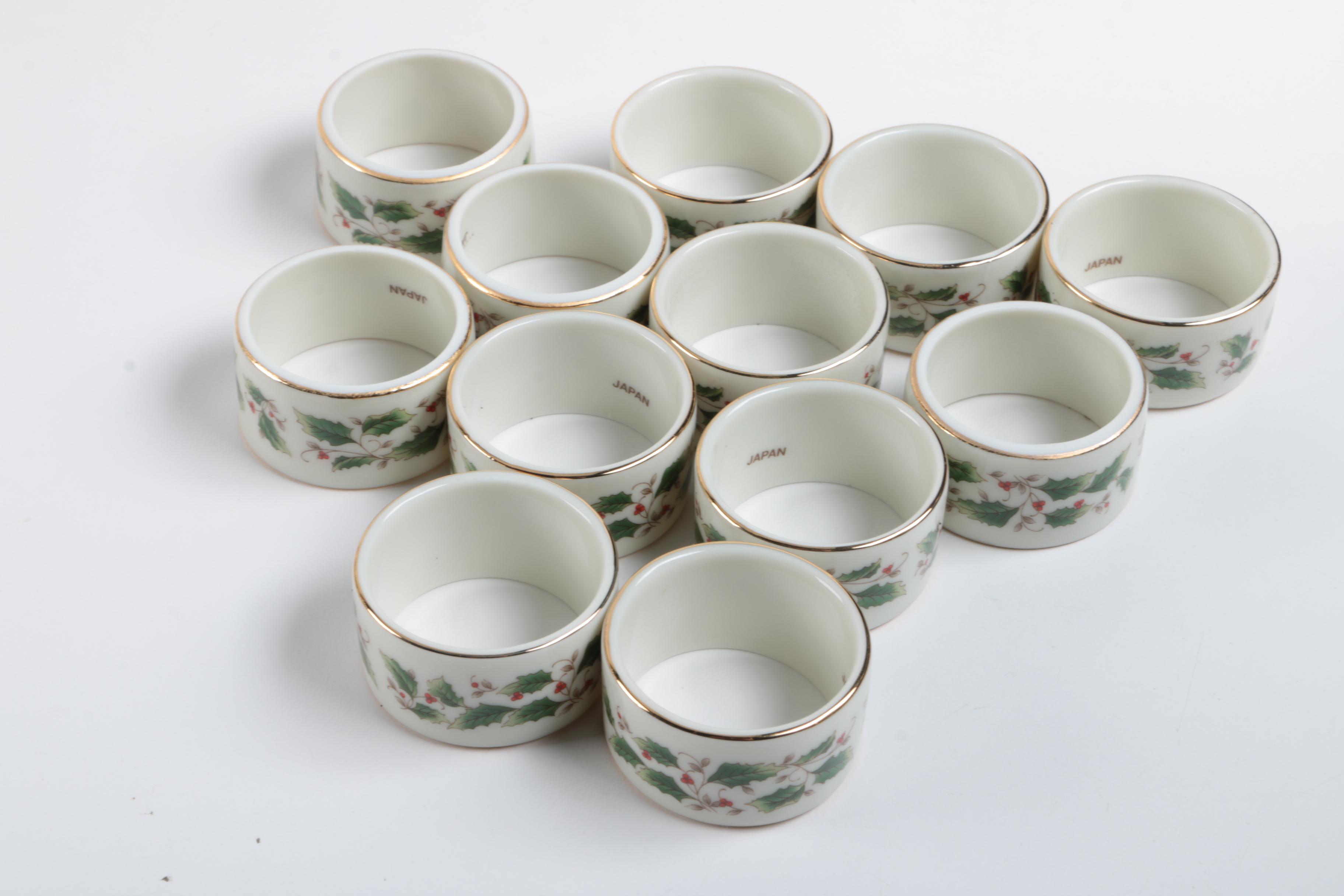 Holiday Themed Glassware and Napkin Rings