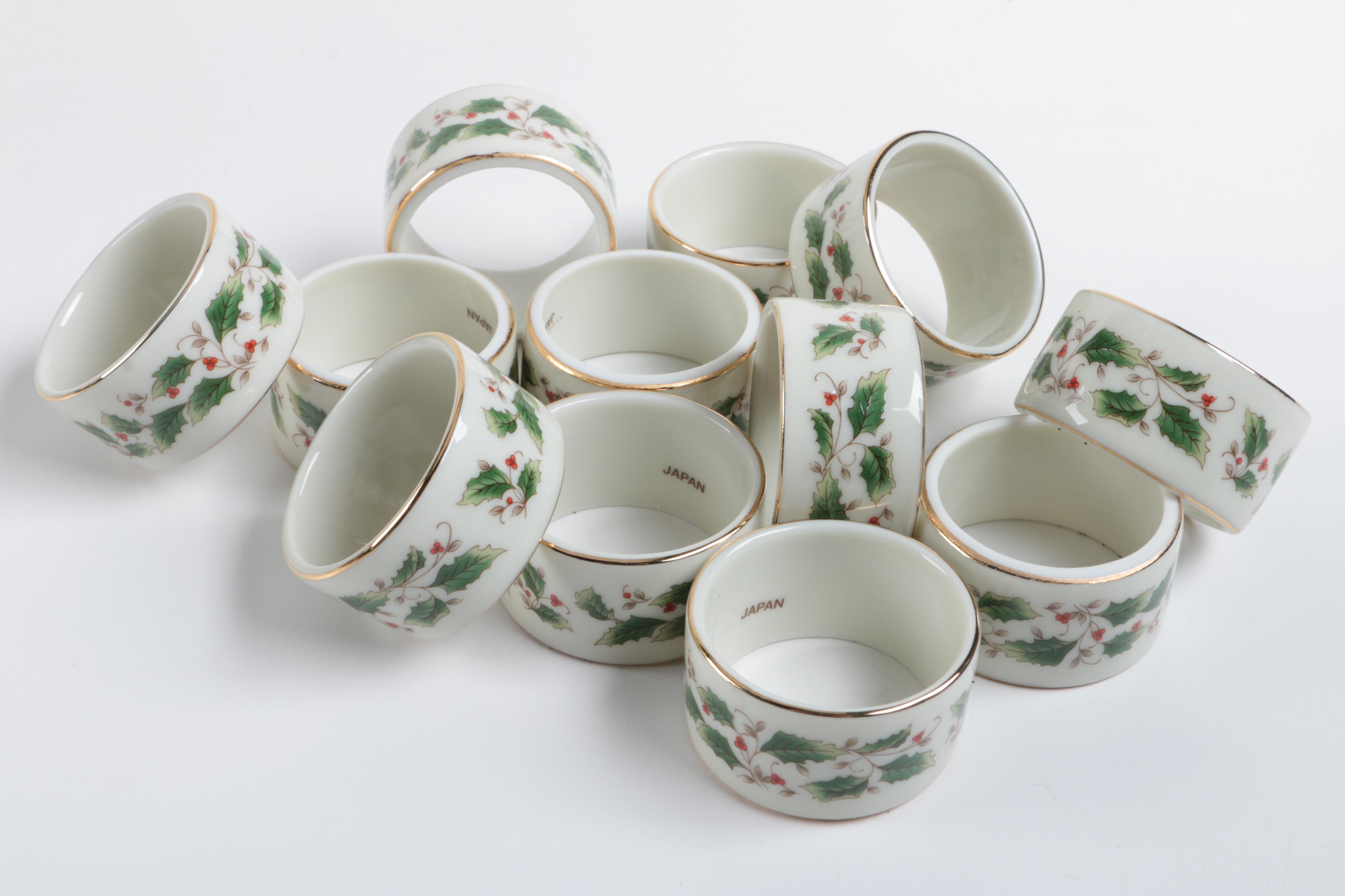 Holiday Themed Glassware and Napkin Rings