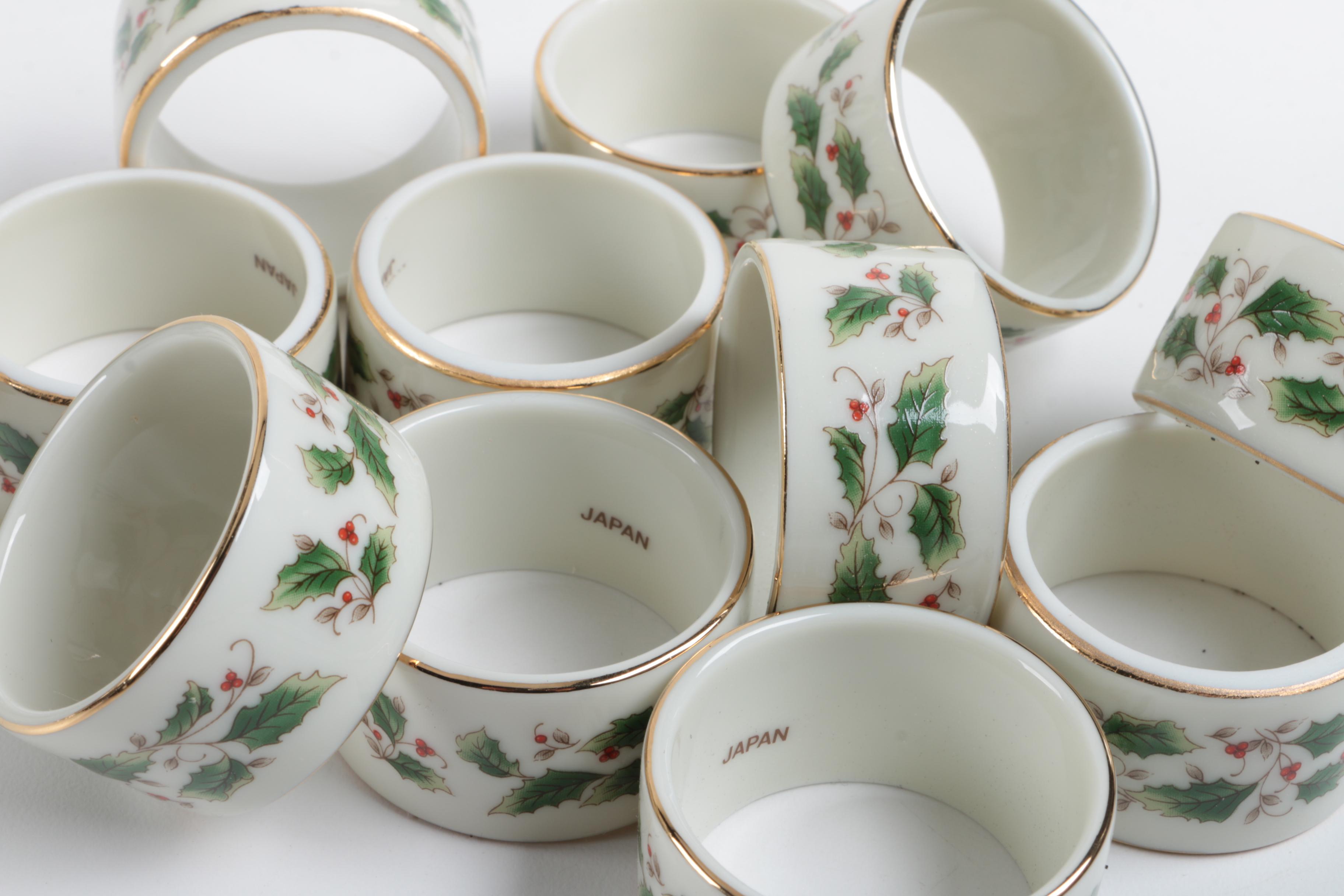 Holiday Themed Glassware and Napkin Rings