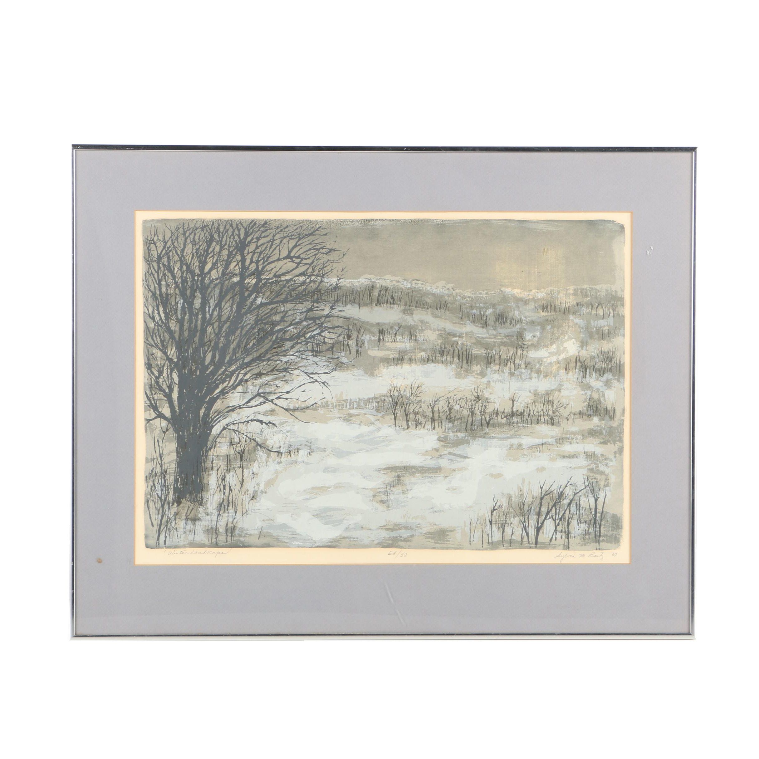Sylvia Rantz Limited Edition Serigraph on Paper "Winter Landscape"