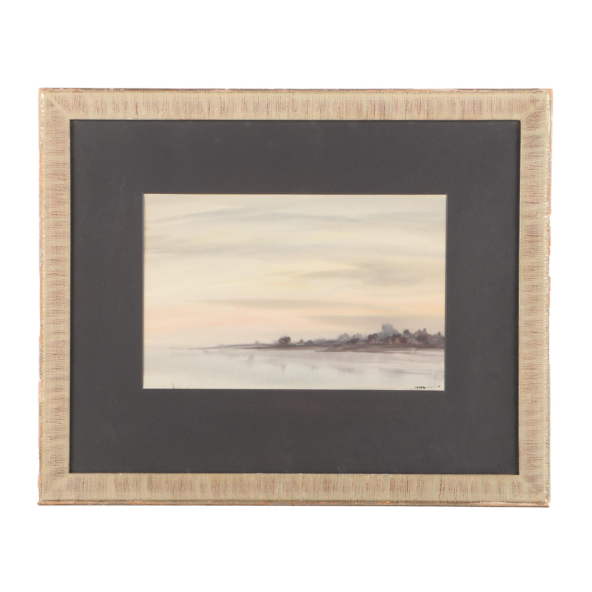 Francis Gyra Watercolor on Paper of Coastal Scene