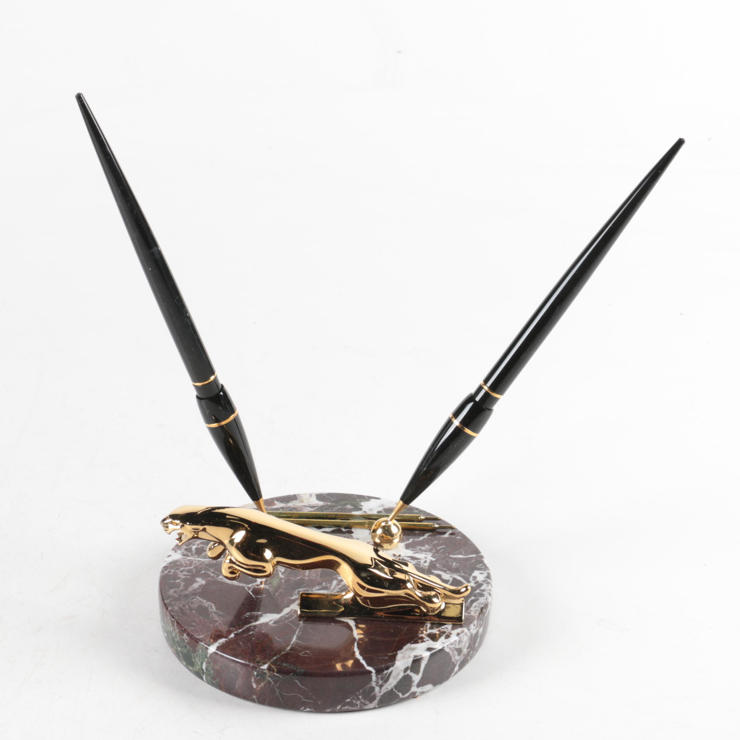 Vintage Jaguar Branded Crystal and Desk Decor