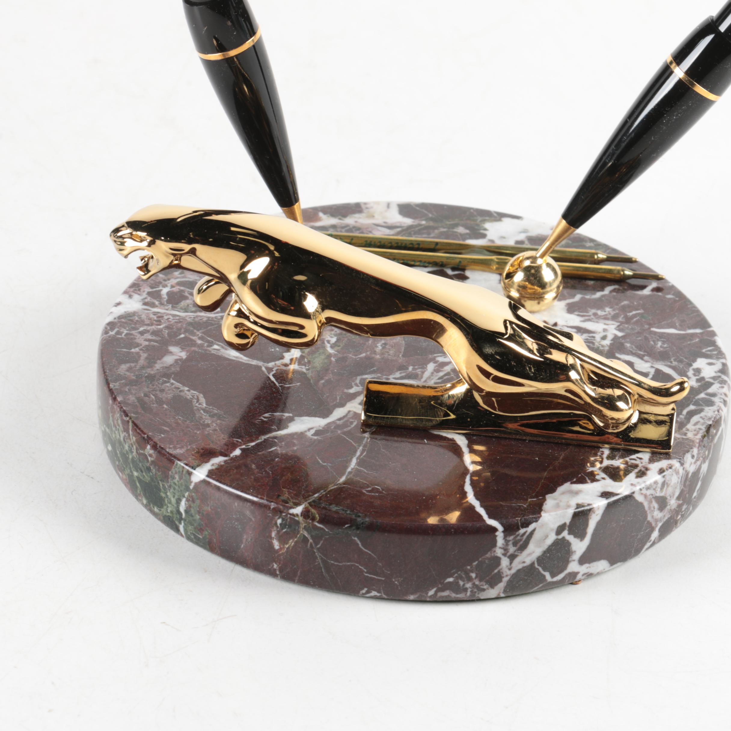 Vintage Jaguar Branded Crystal and Desk Decor