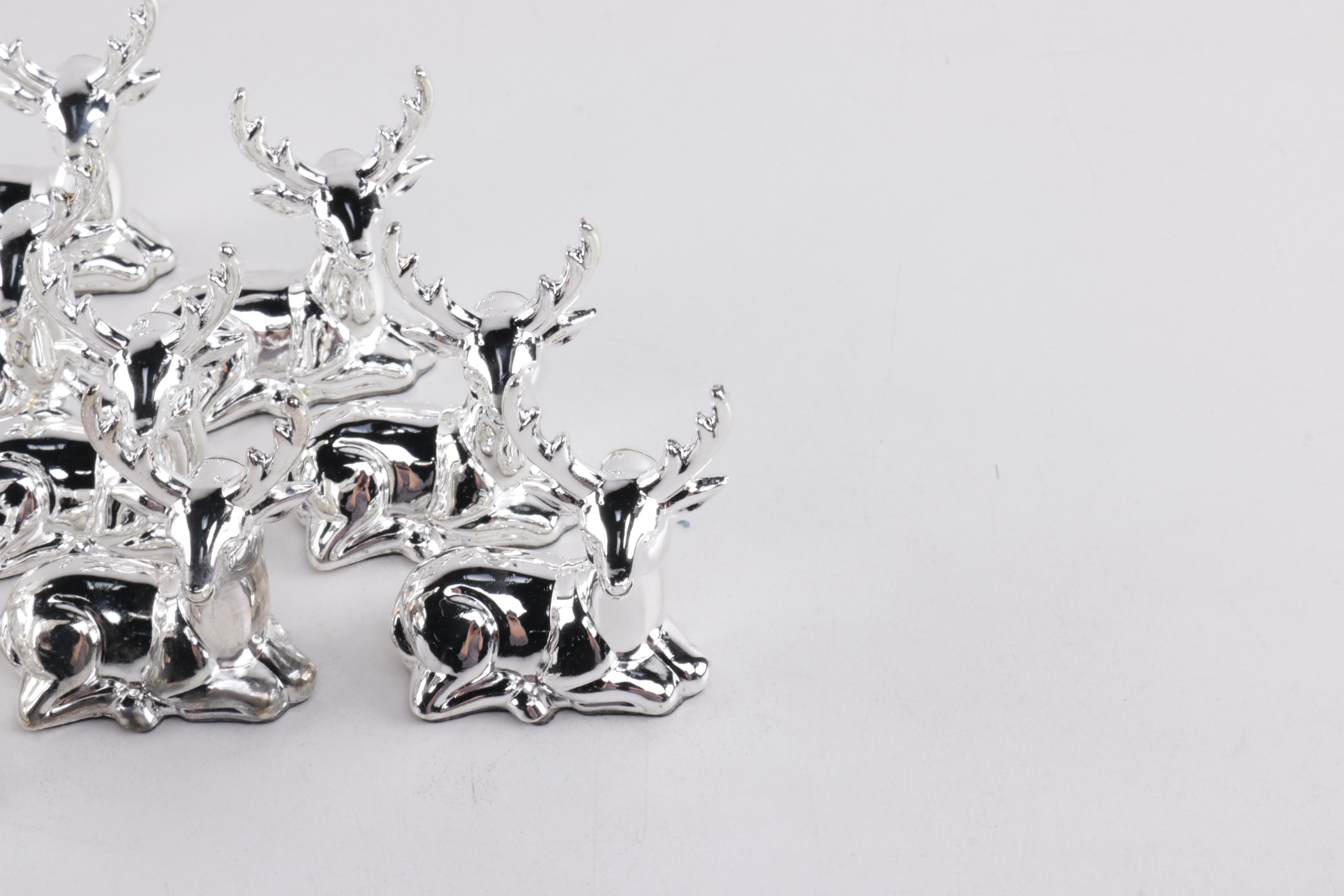 Silver Plate Reindeer Place Card Holders