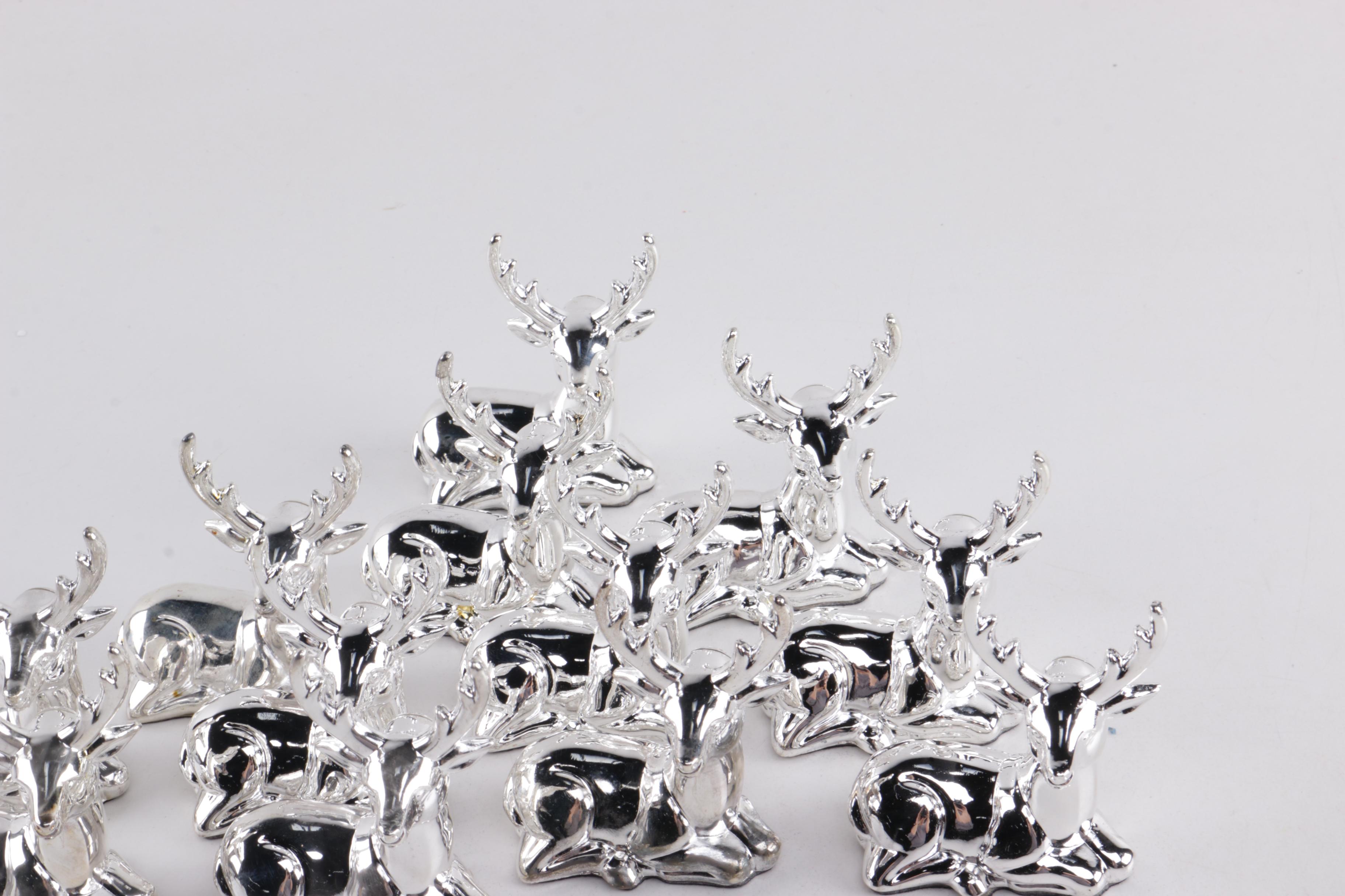 Silver Plate Reindeer Place Card Holders