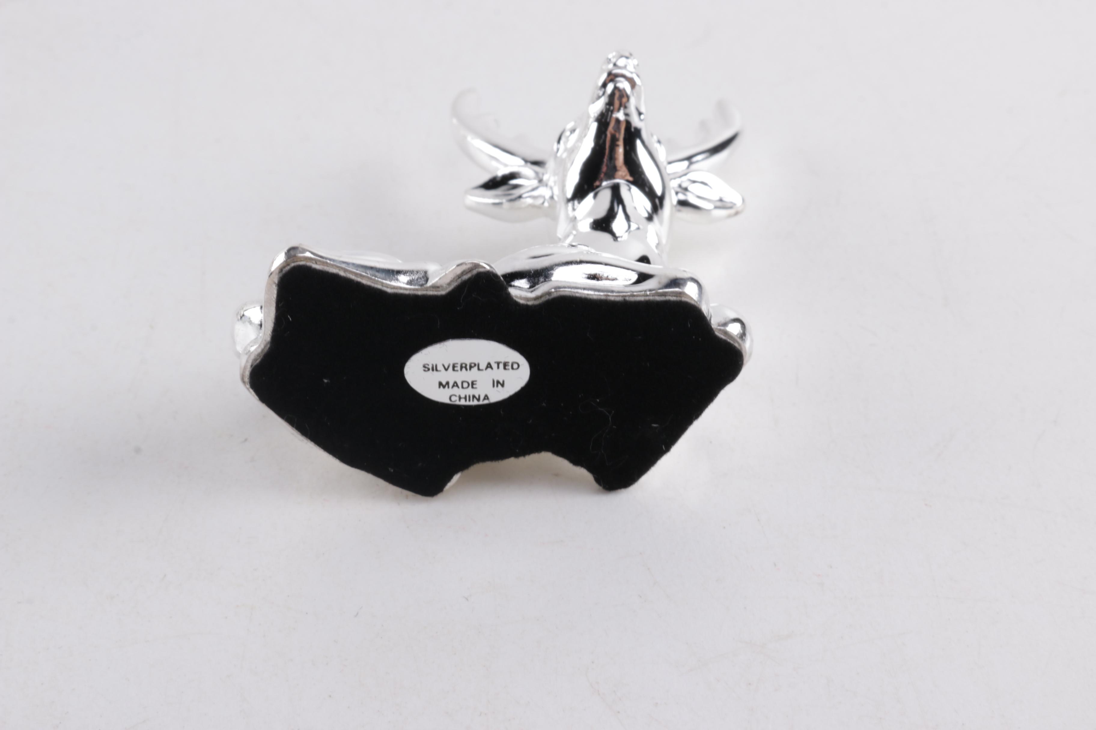 Silver Plate Reindeer Place Card Holders