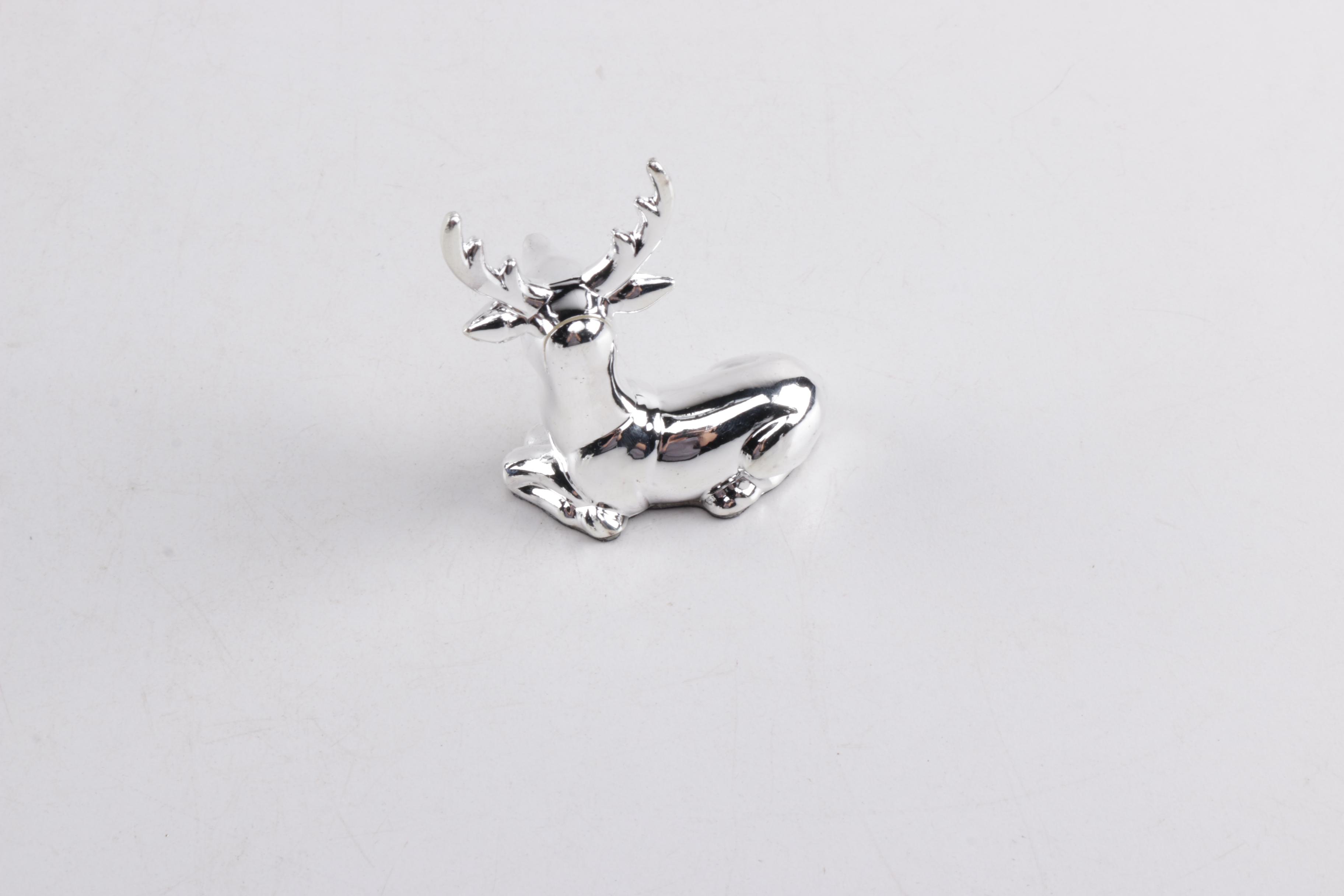 Silver Plate Reindeer Place Card Holders