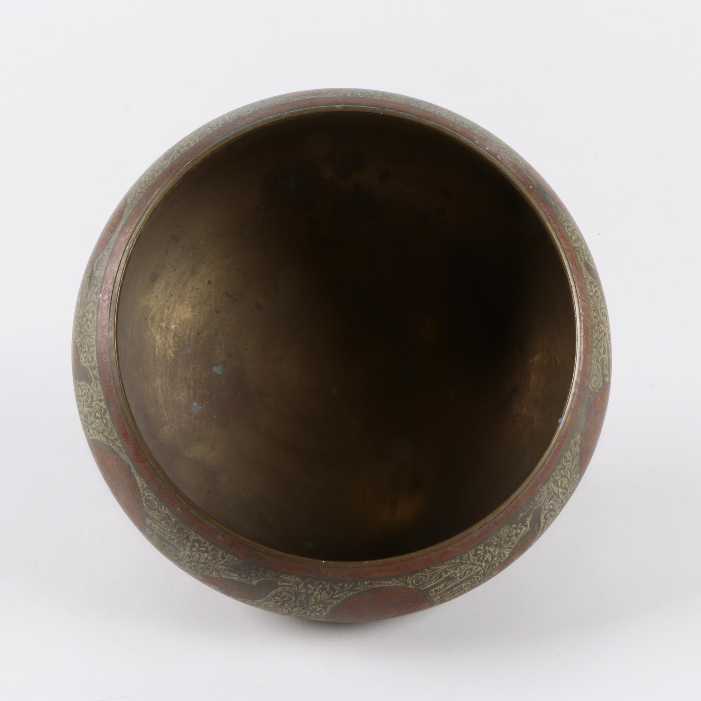 Czech Glassware and Footed Brass Bowl