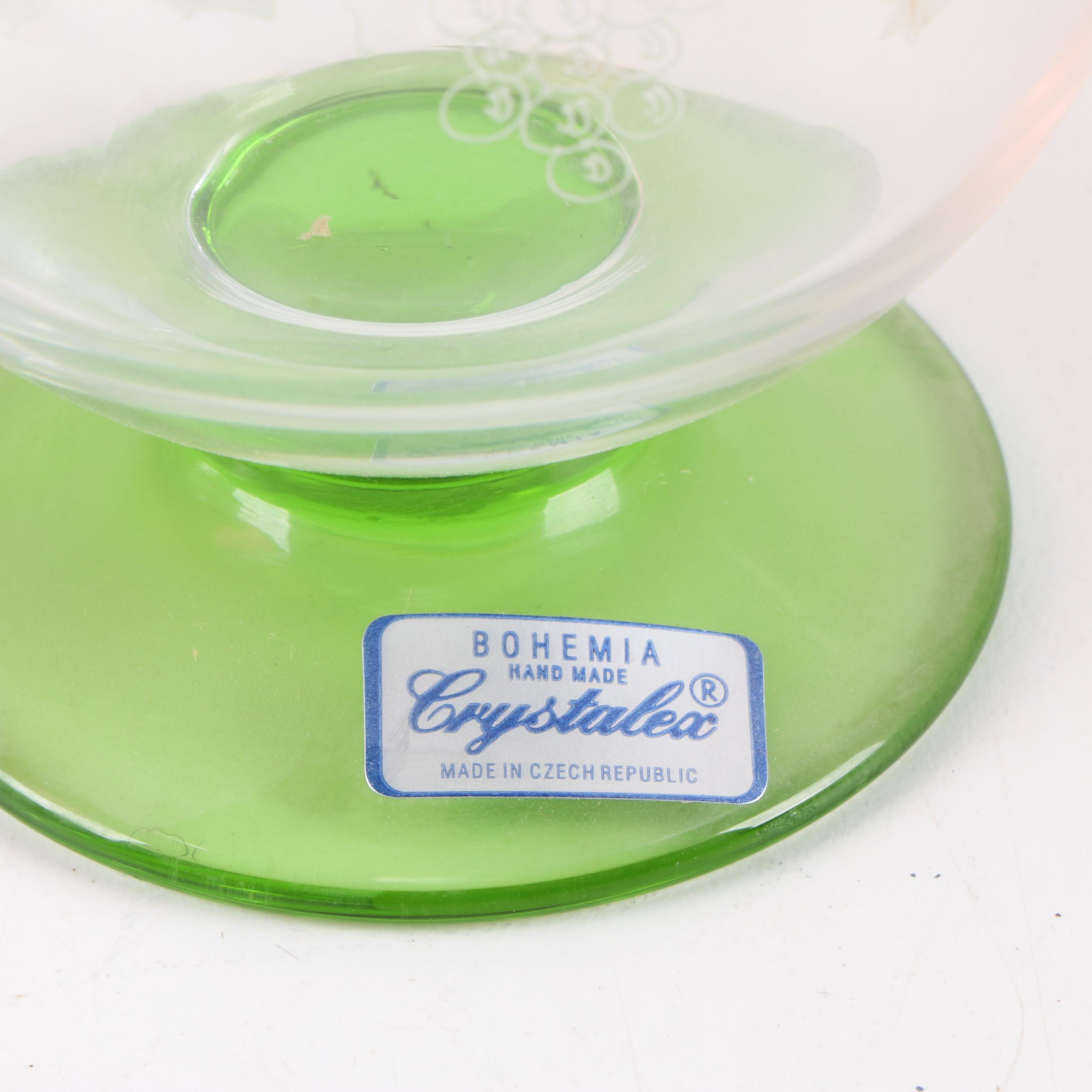 Czech Glassware and Footed Brass Bowl