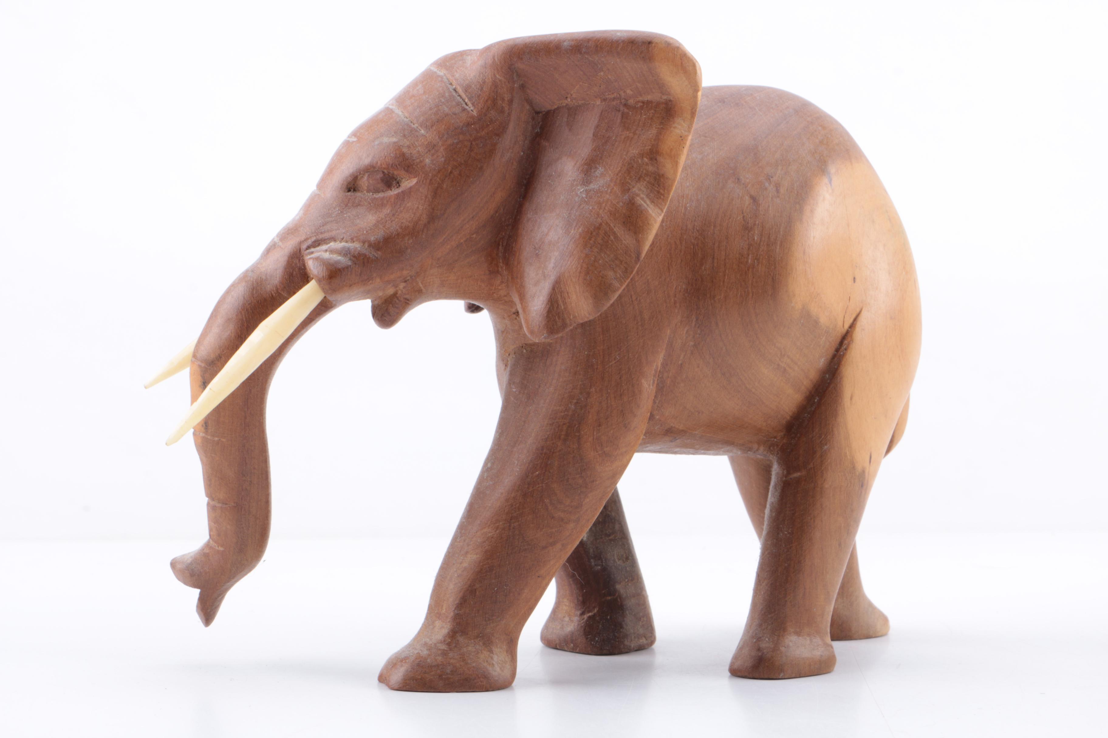 Carved Wood African Big Five Animal Figurines