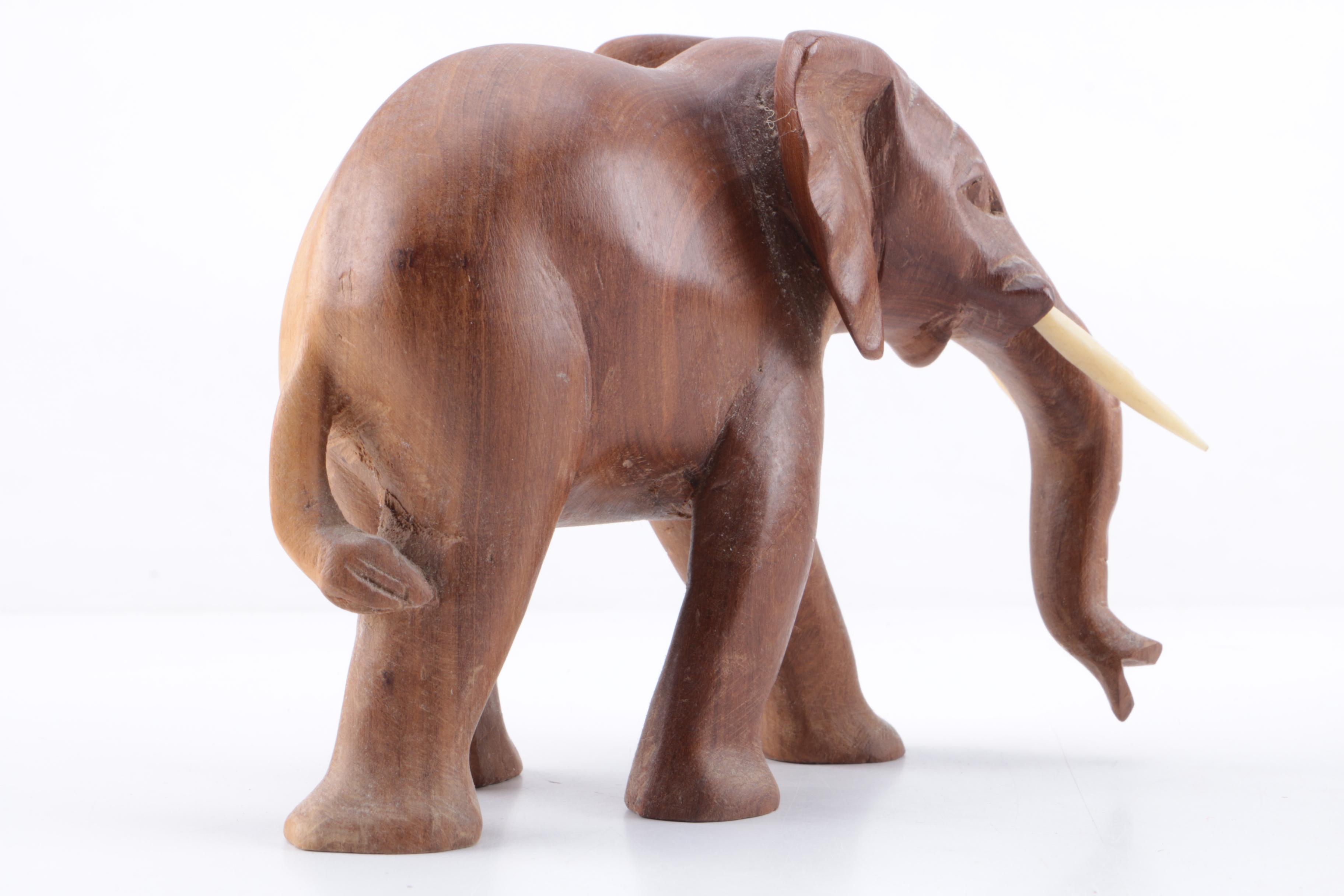 Carved Wood African Big Five Animal Figurines