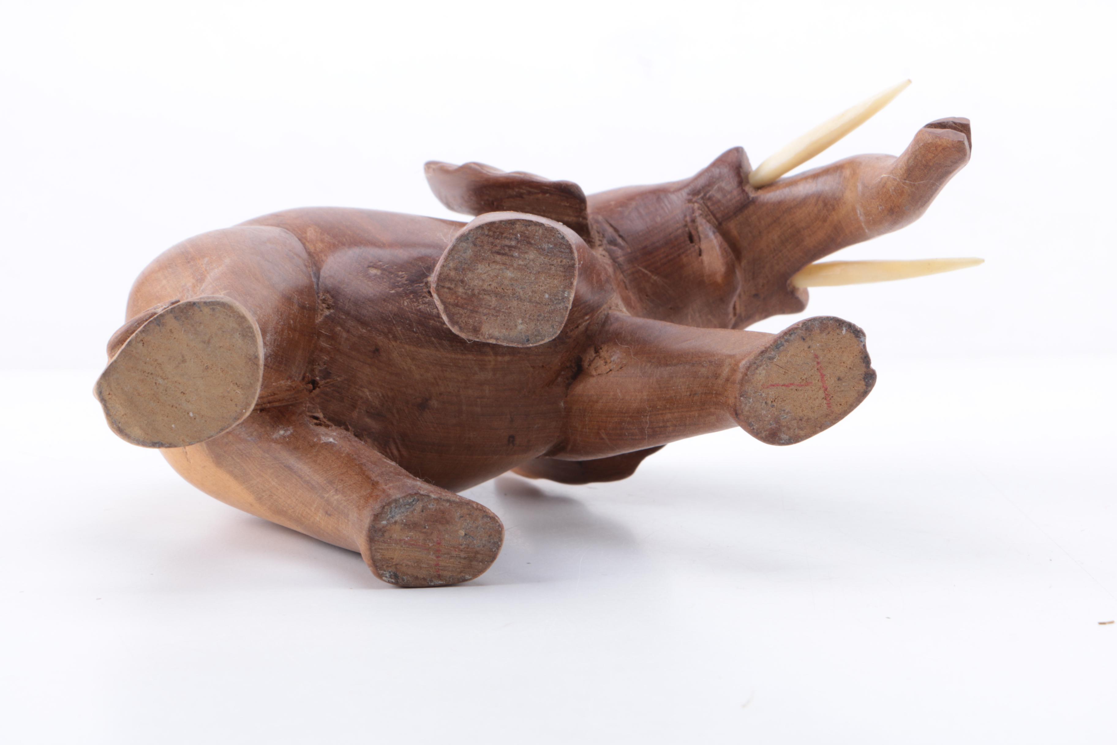 Carved Wood African Big Five Animal Figurines