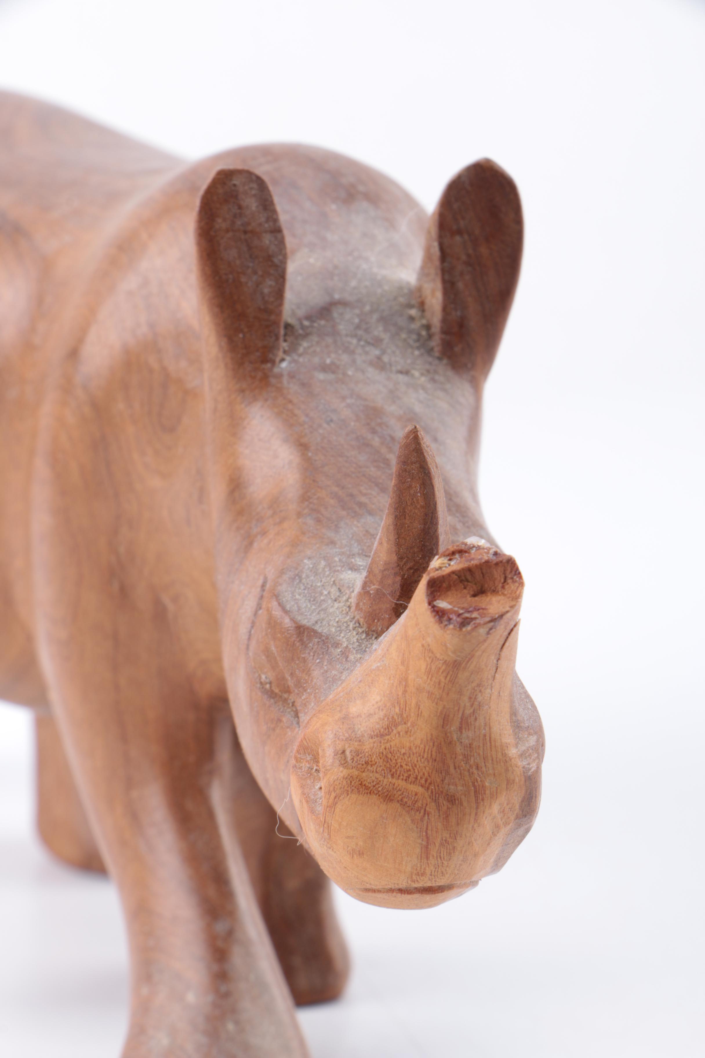 Carved Wood African Big Five Animal Figurines