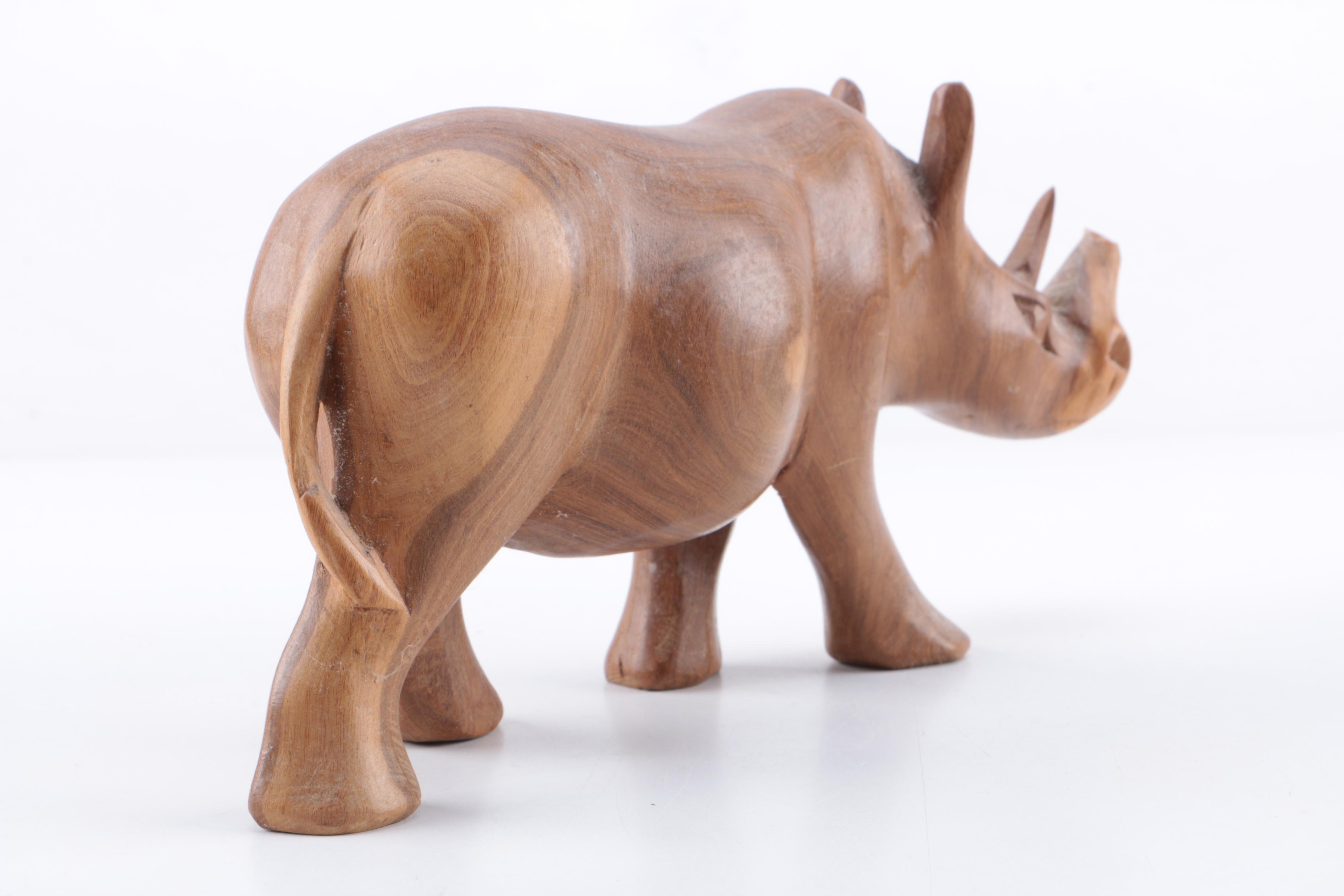 Carved Wood African Big Five Animal Figurines