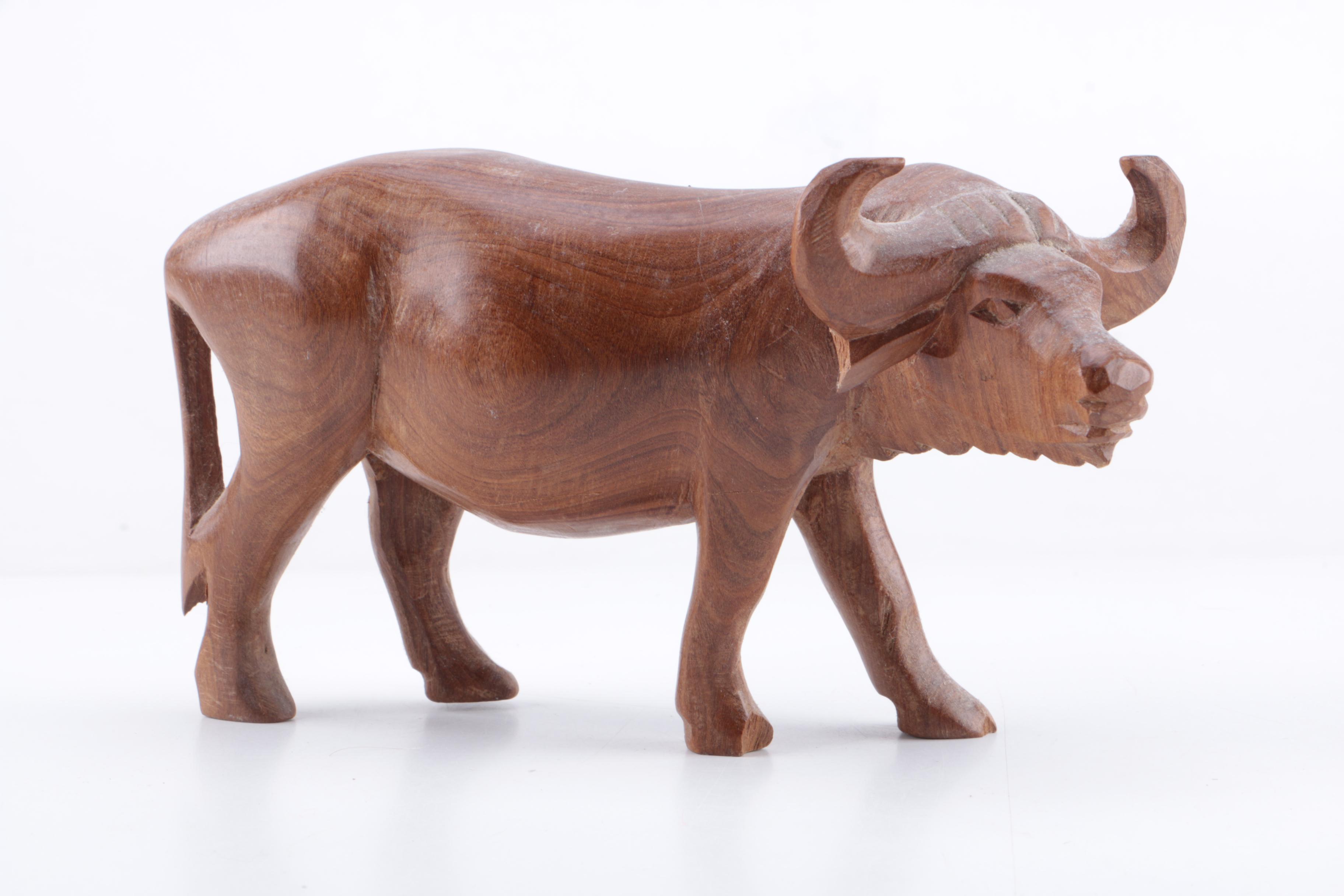 Carved Wood African Big Five Animal Figurines