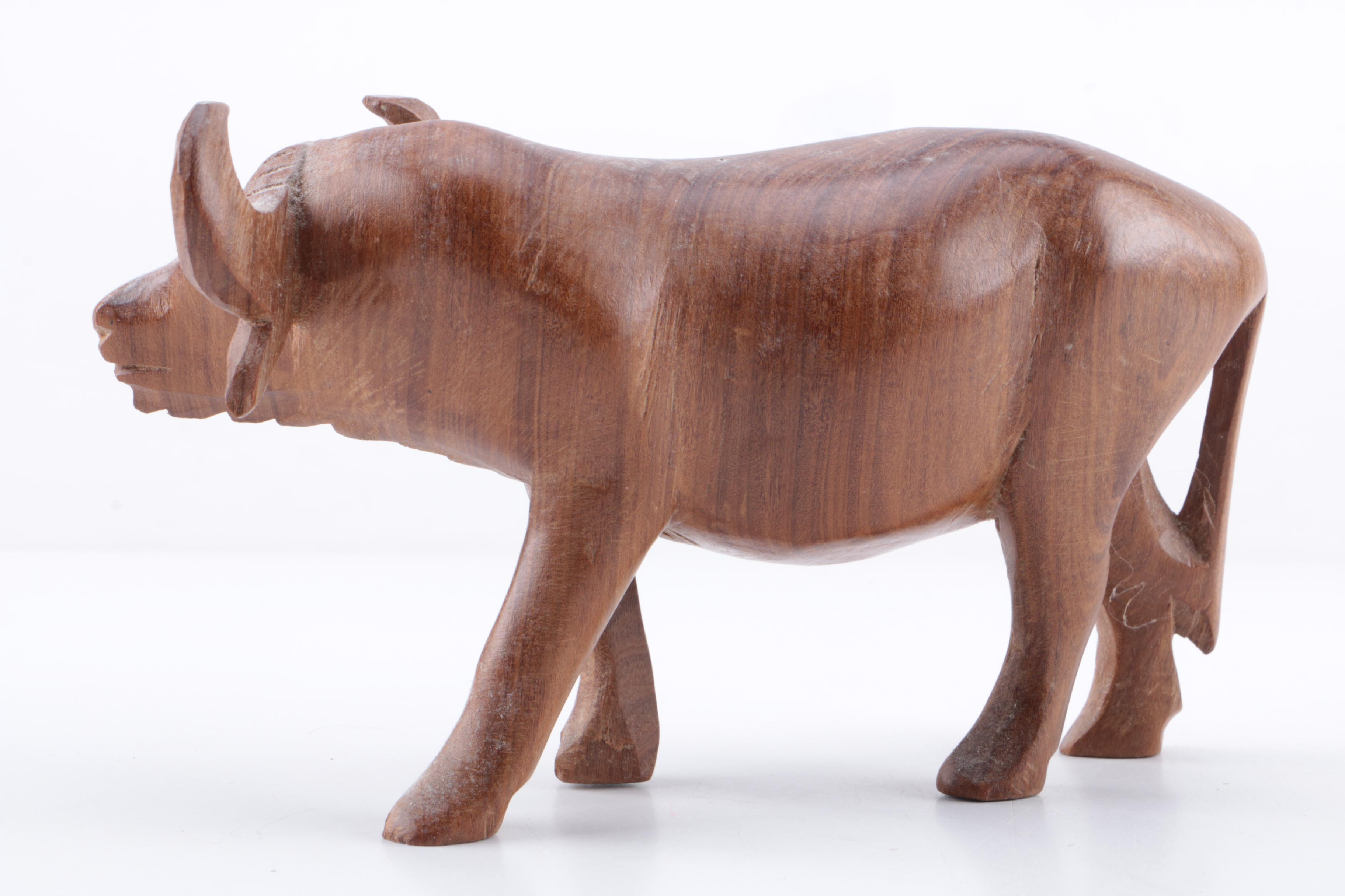 Carved Wood African Big Five Animal Figurines