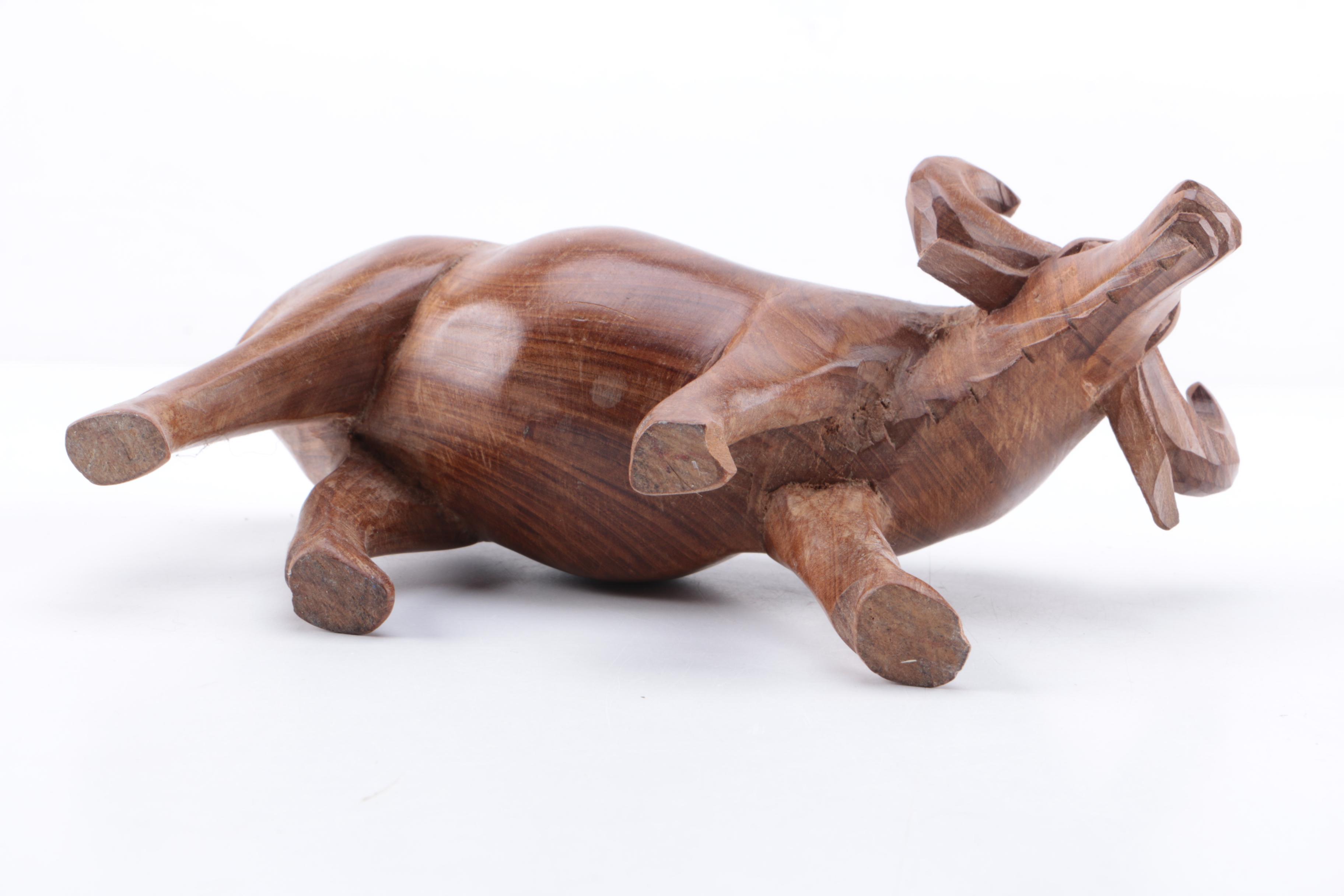Carved Wood African Big Five Animal Figurines