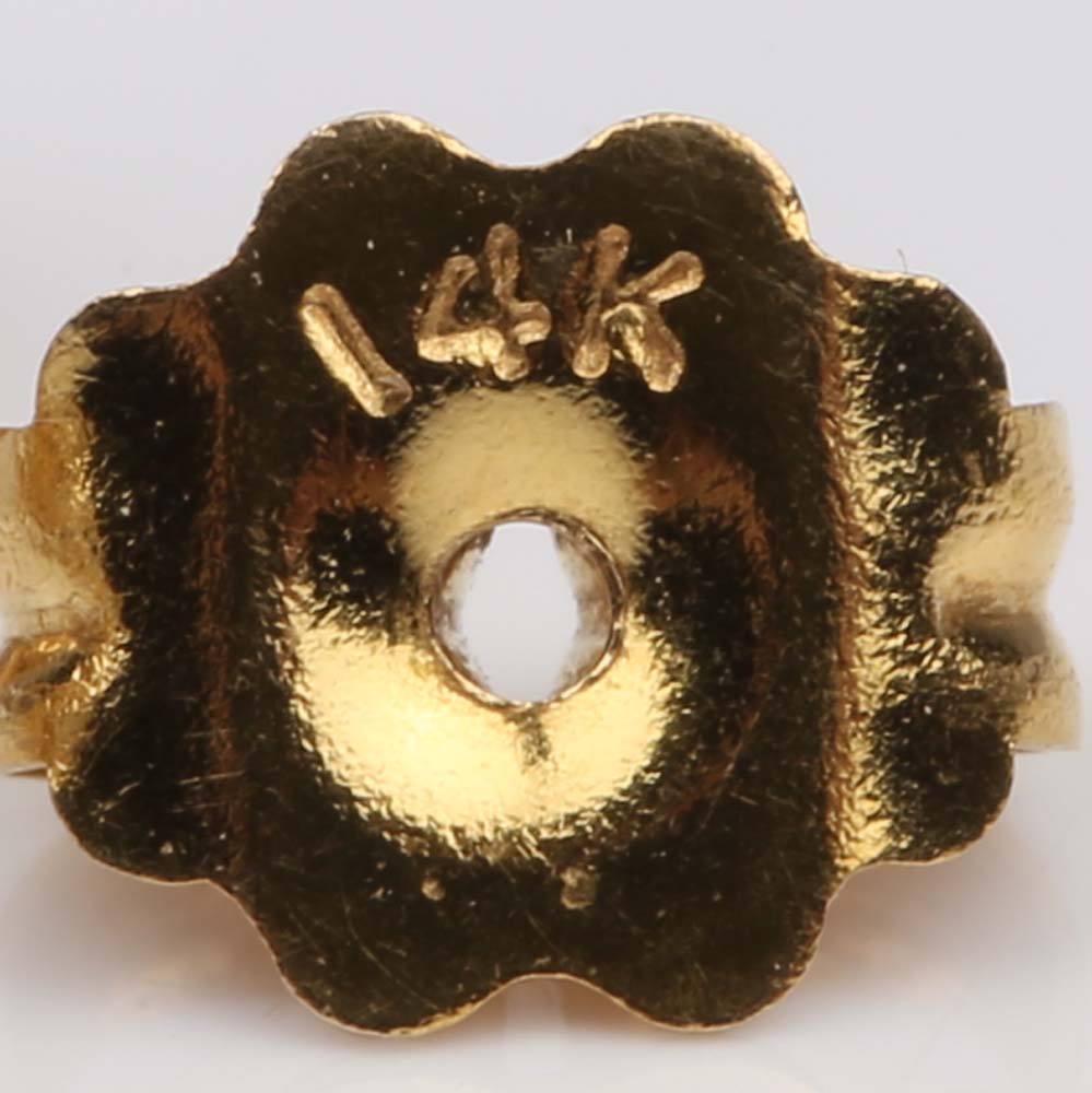 14K Yellow Gold Diamond Stud Earrings in Six-Prong Tulip Settings