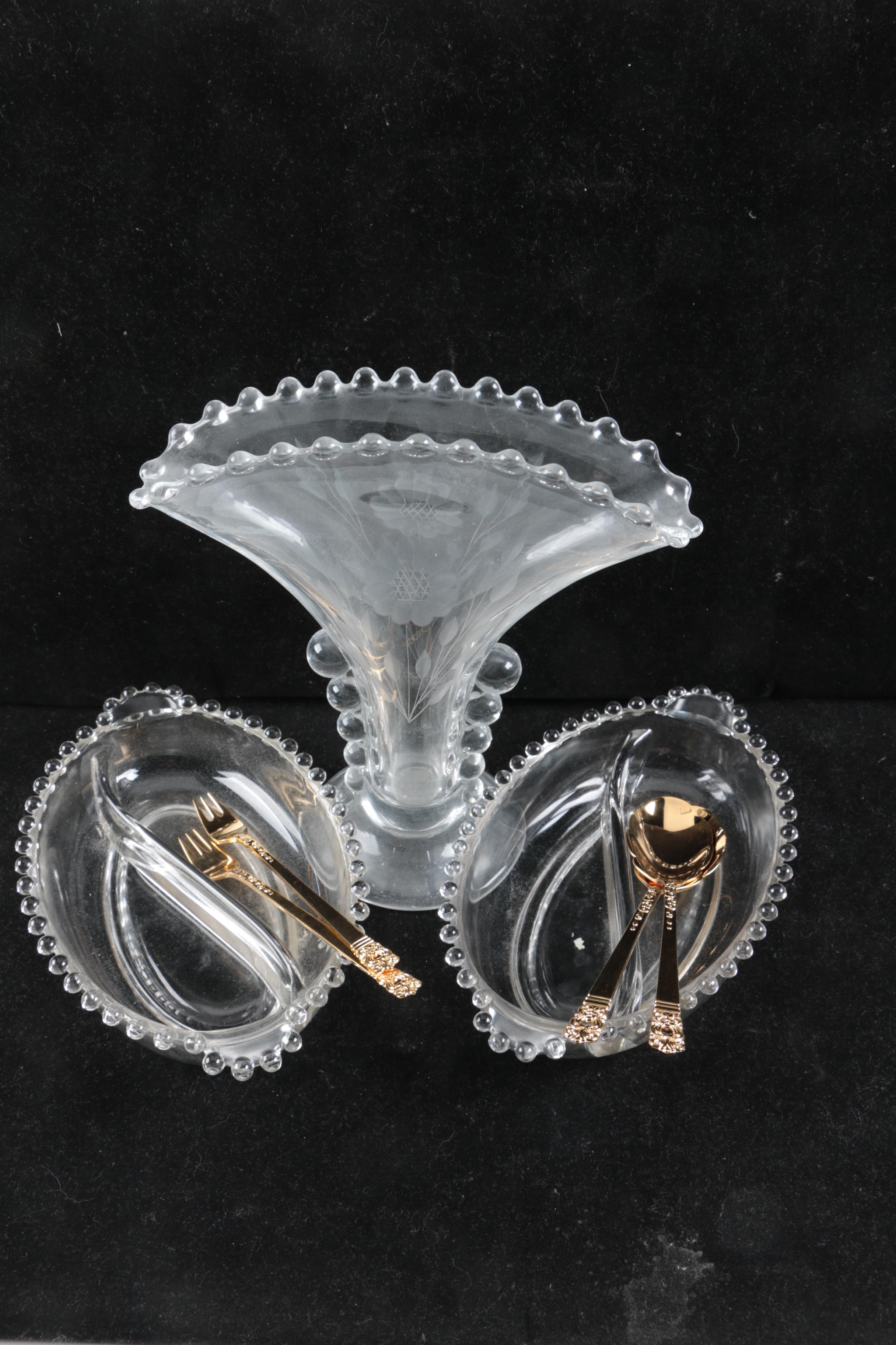 Vintage Imperial Glass "Candlewick" Tableware and 1881 Rogers Oneida Cutlery