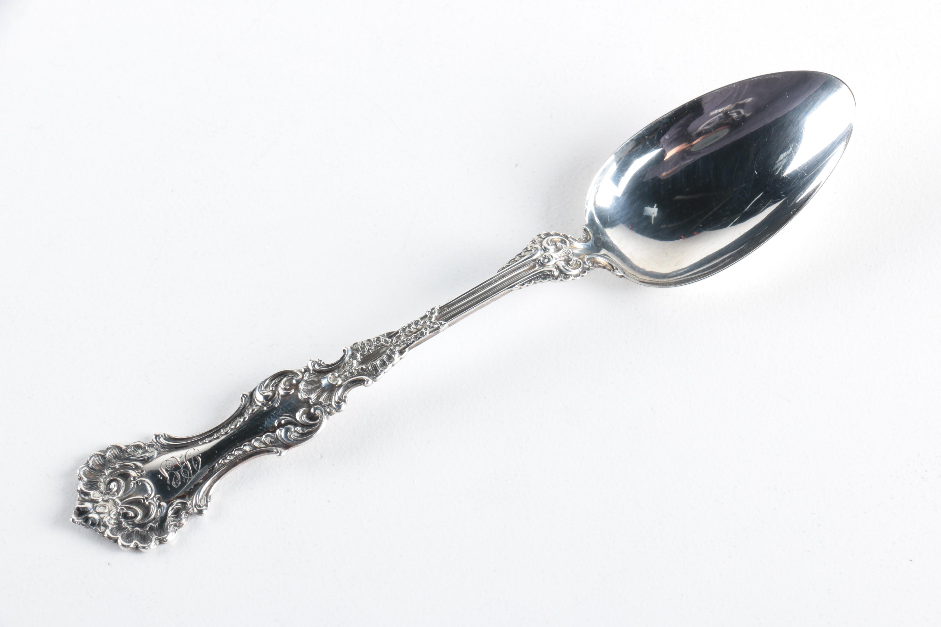 Whiting Mfg. Co. "Pompadour" Sterling Teaspoons with a Knowles Sterling Teaspoon