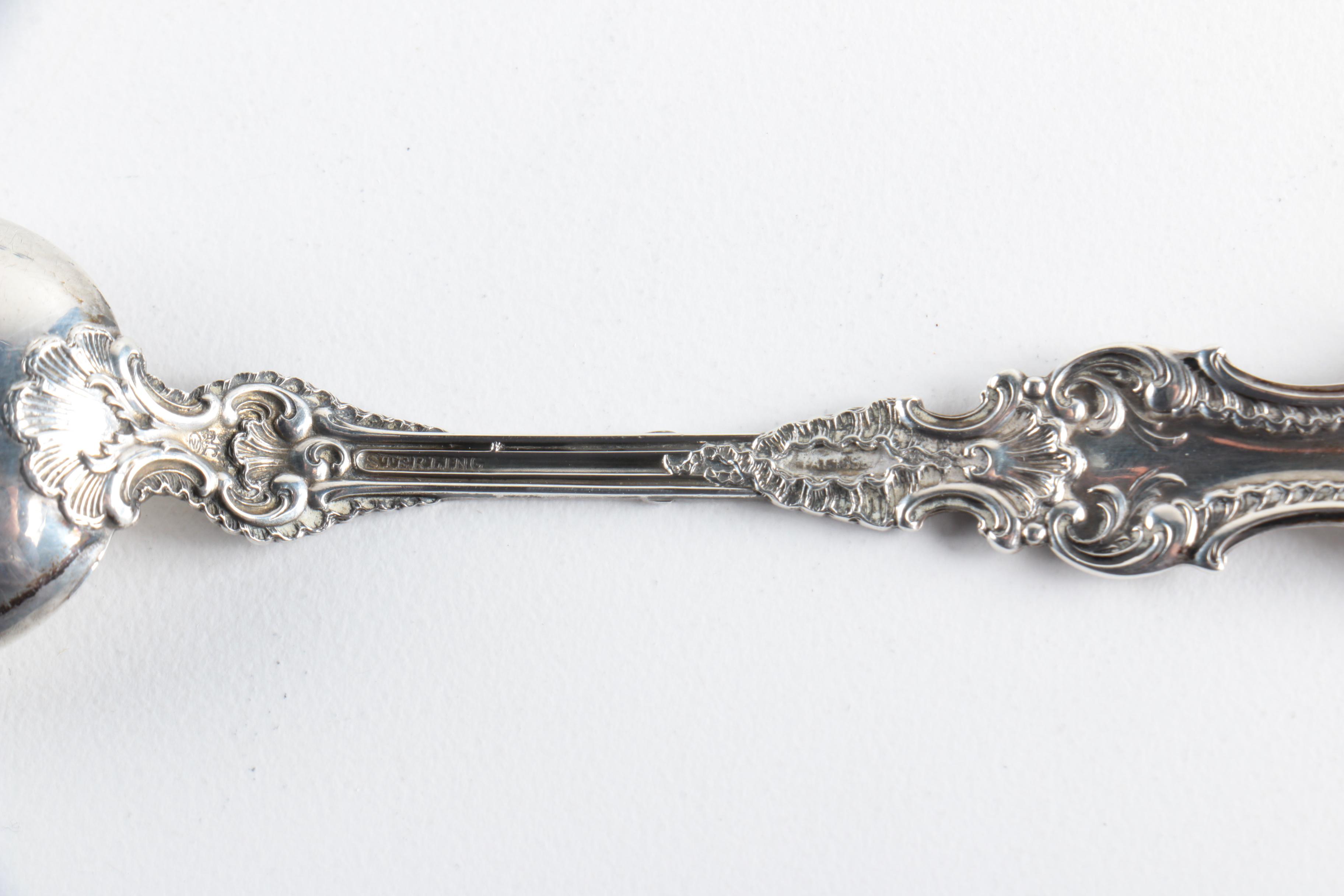Whiting Mfg. Co. "Pompadour" Sterling Teaspoons with a Knowles Sterling Teaspoon