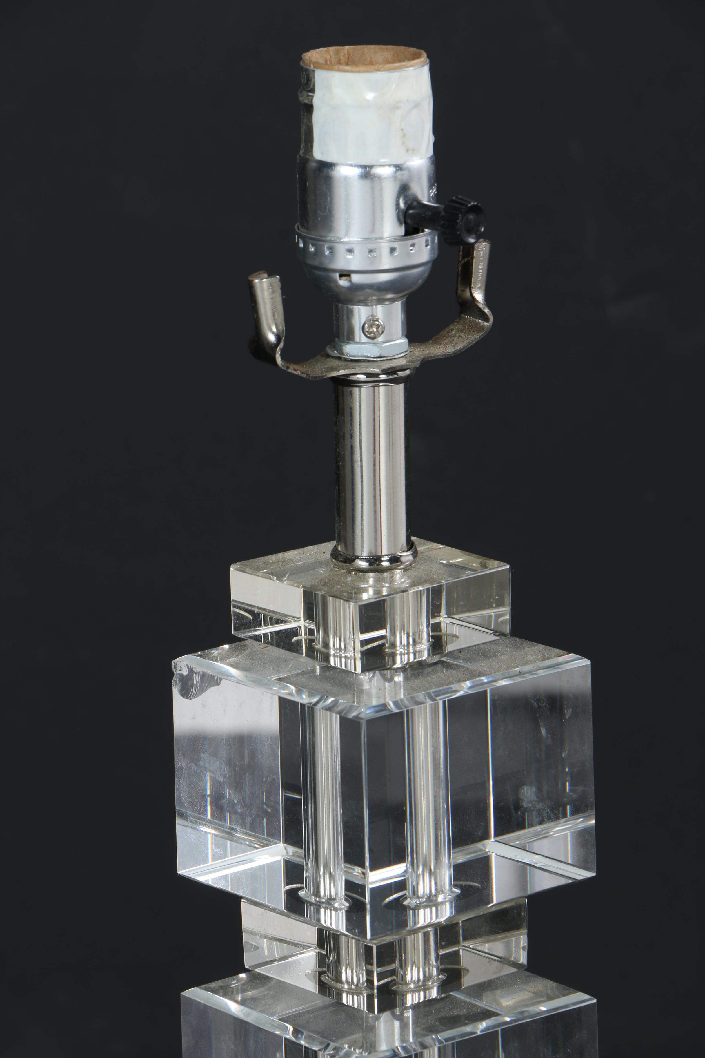 Mid Century Modern Style Crystal Cube Table Lamp