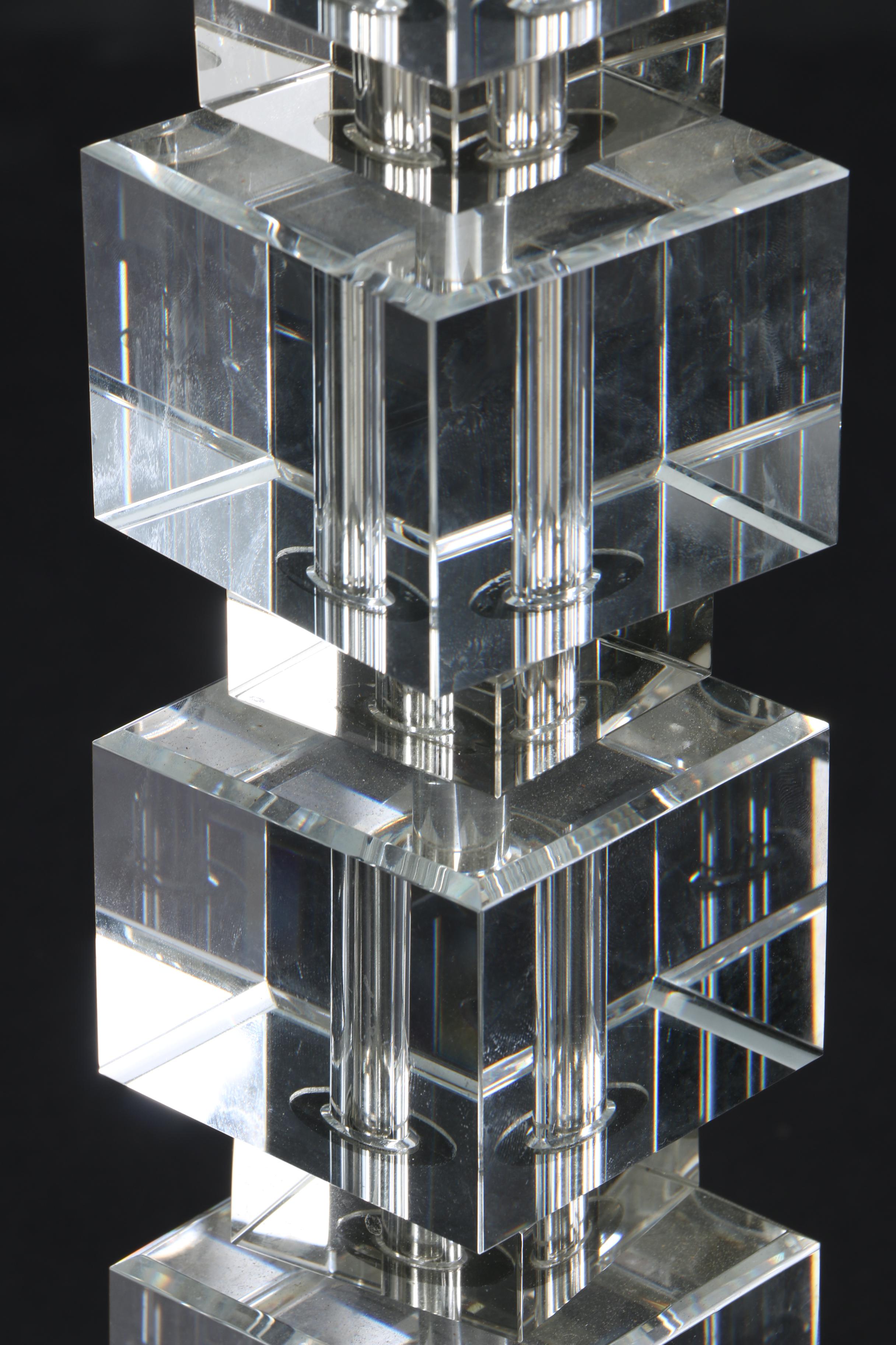 Mid Century Modern Style Crystal Cube Table Lamp