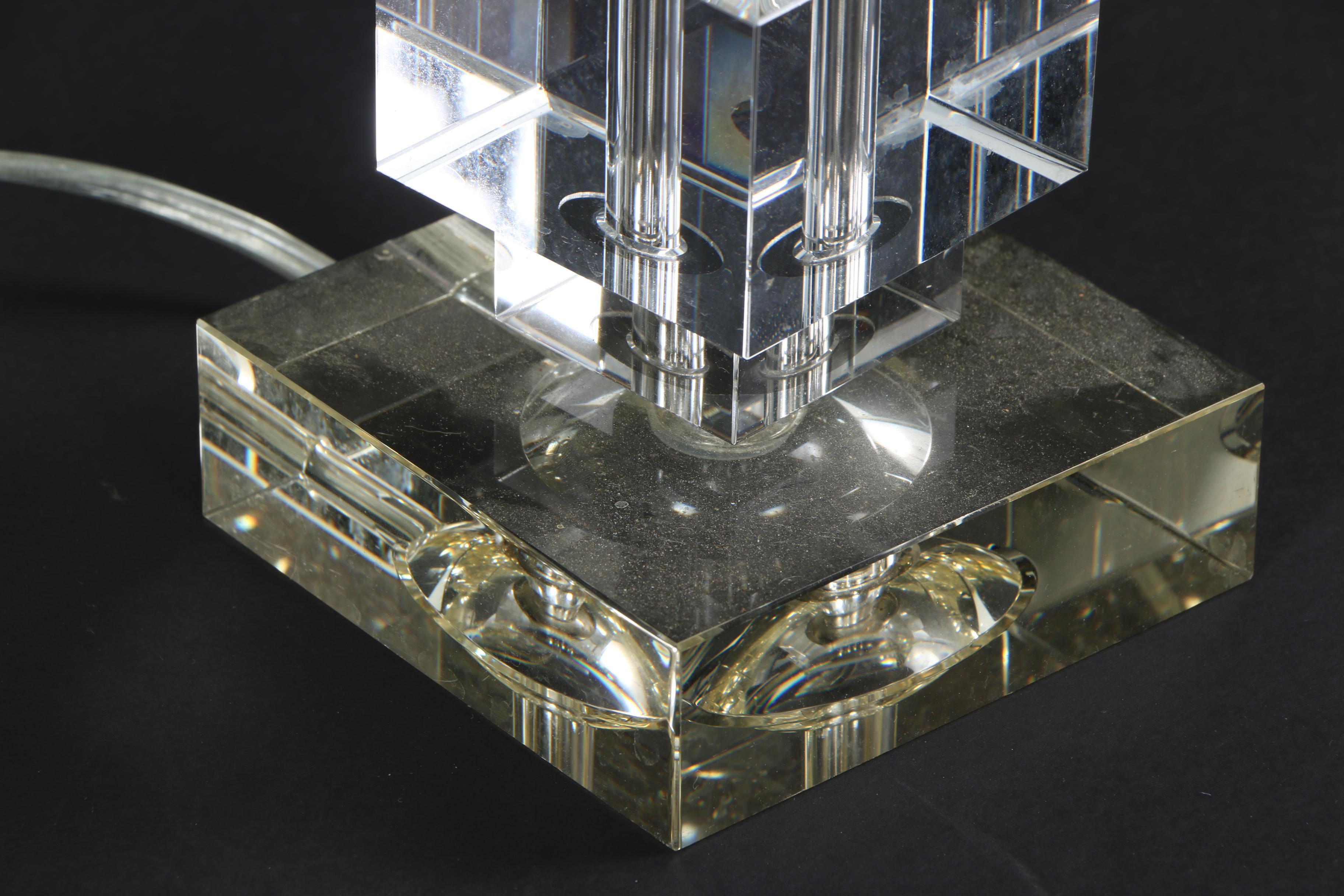 Mid Century Modern Style Crystal Cube Table Lamp