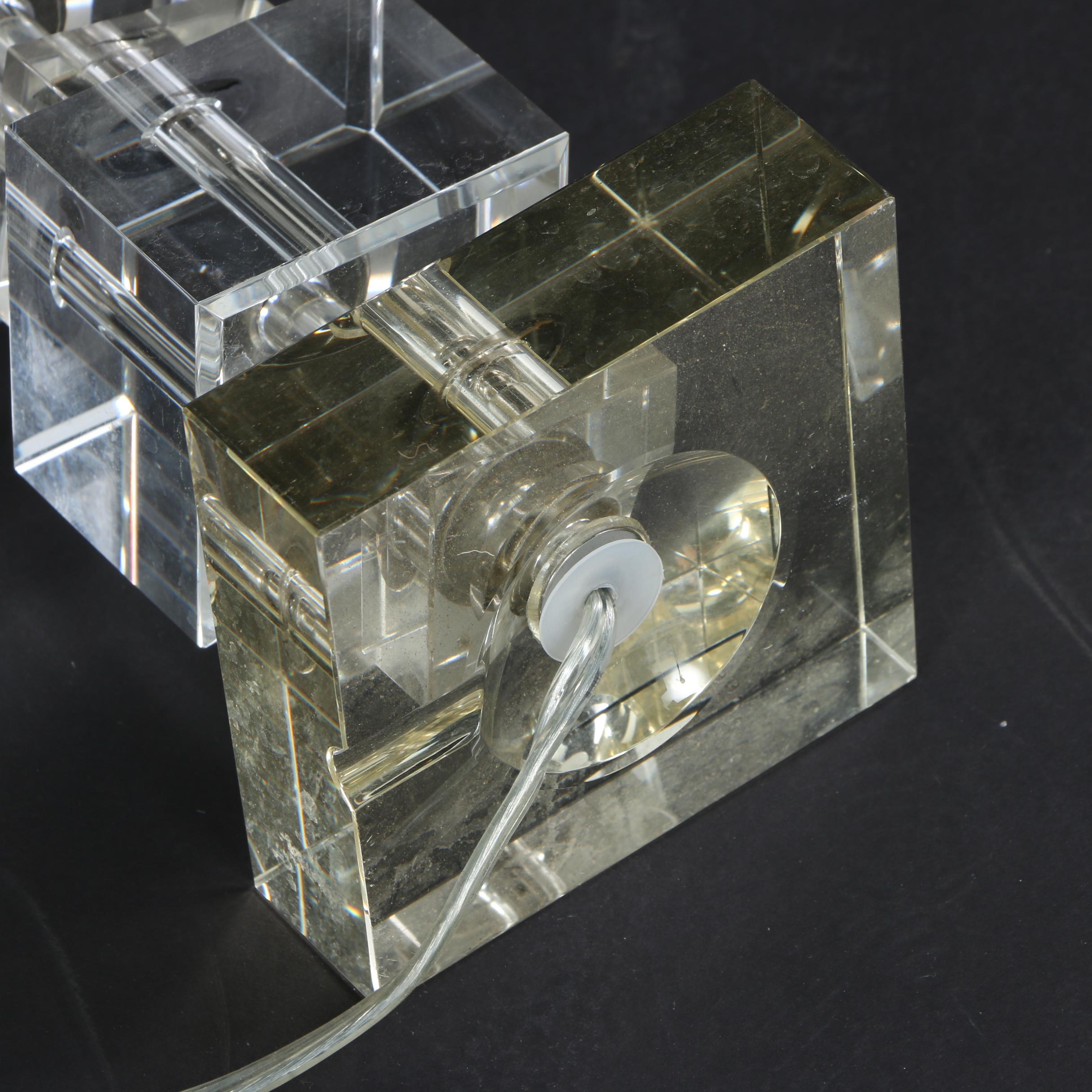 Mid Century Modern Style Crystal Cube Table Lamp