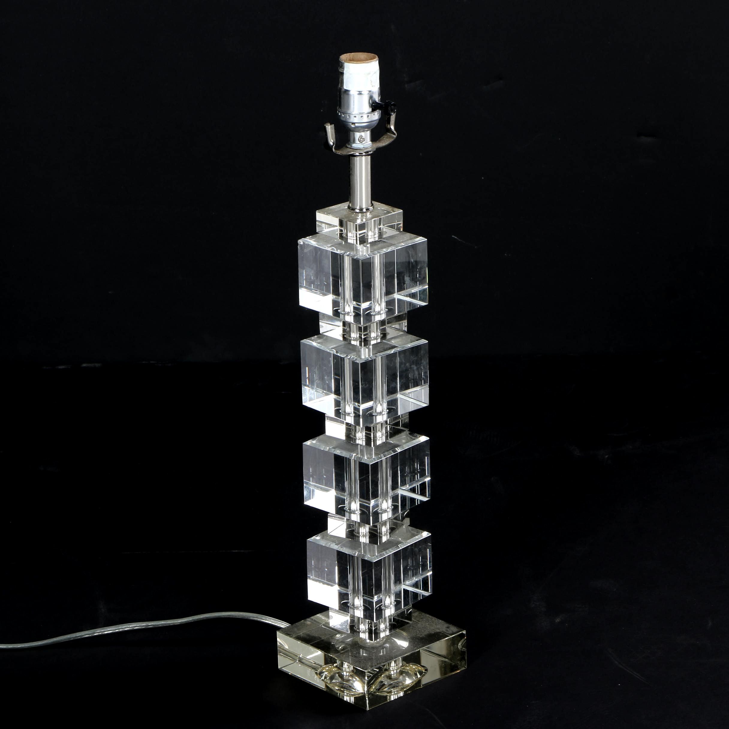 Mid Century Modern Style Crystal Cube Table Lamp
