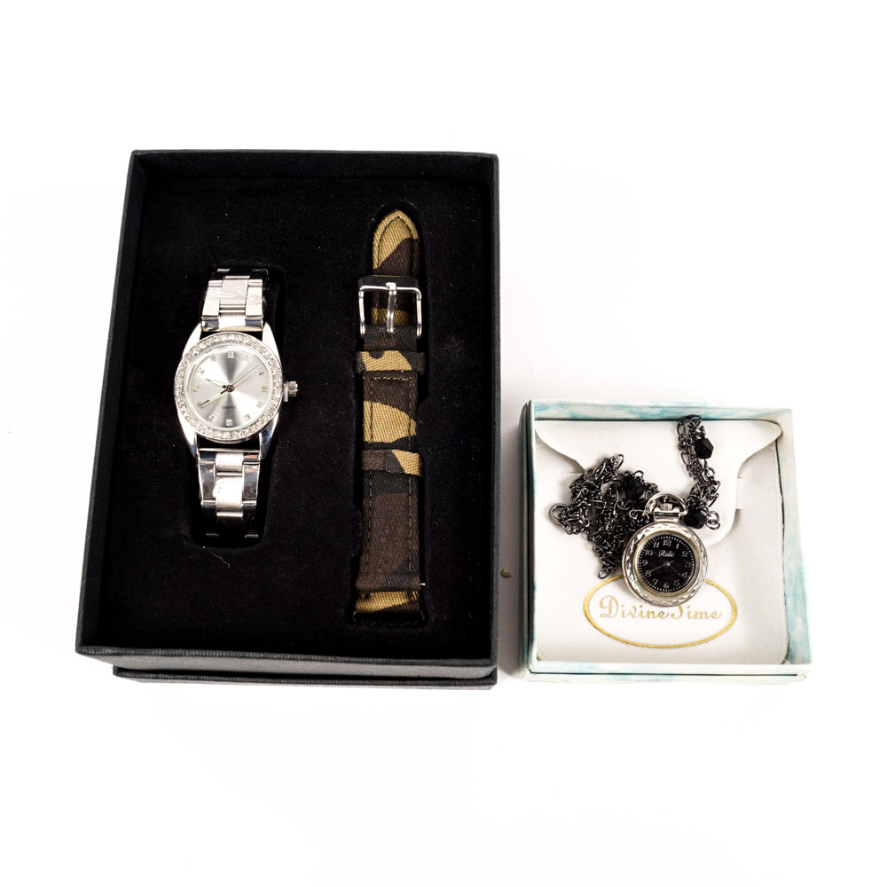 Elizabeth Arden Watch & Relic Pocket Watch Necklace