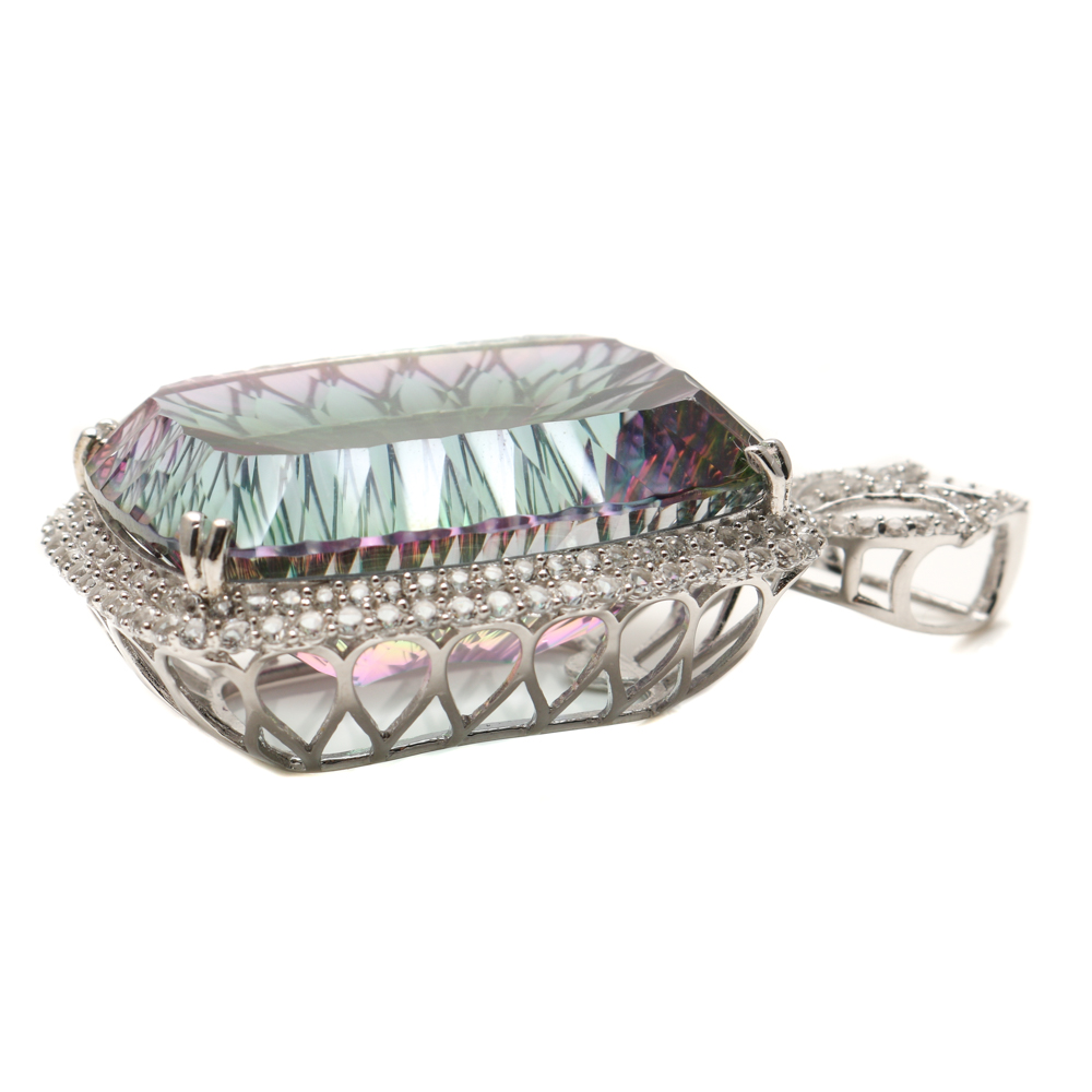 Orianne Sterling Silver Topaz Pendant and Bangle with Gemstones