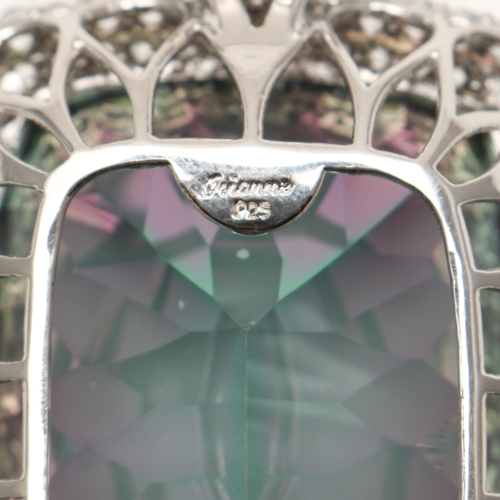 Orianne Sterling Silver Topaz Pendant and Bangle with Gemstones