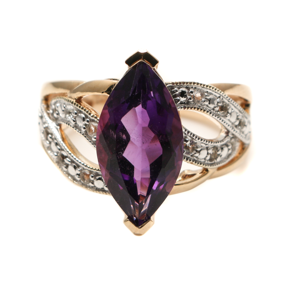 Orianne Gold Wash on Sterling Silver Amethyst and White Topaz Jewelry