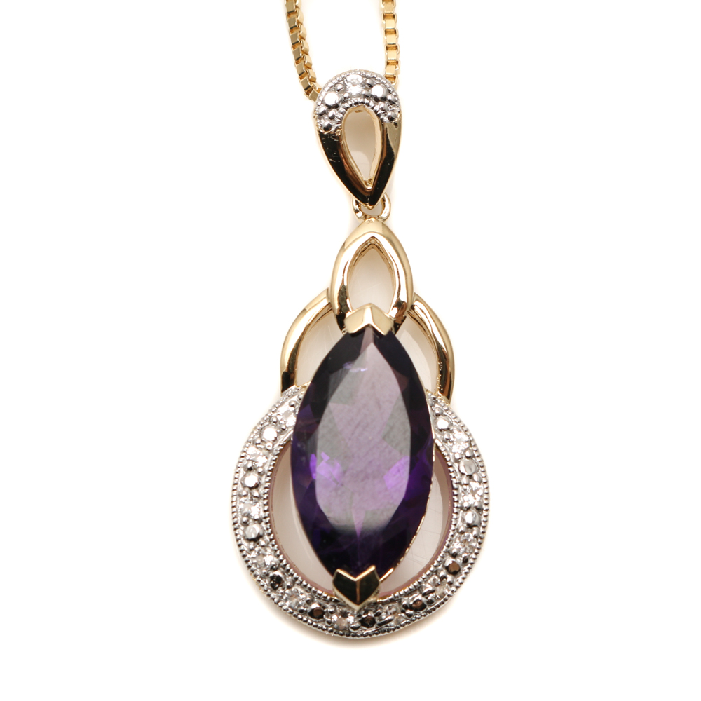Orianne Gold Wash on Sterling Silver Amethyst and White Topaz Jewelry