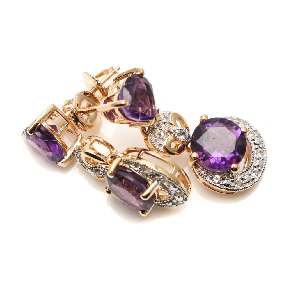 Orianne Gold Wash on Sterling Silver Amethyst and White Topaz Jewelry